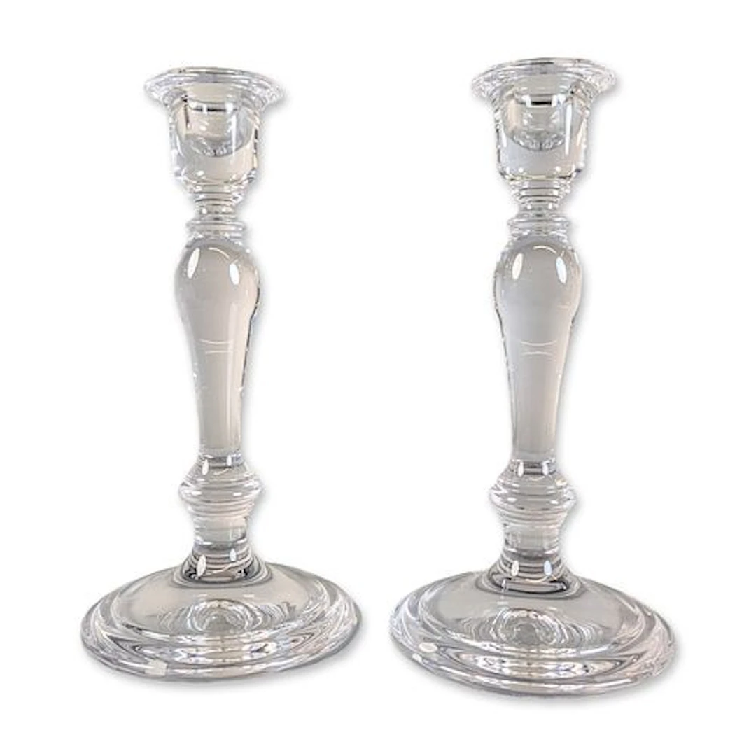 Pair of Tiffany and Co Crystal Candlestick Holders