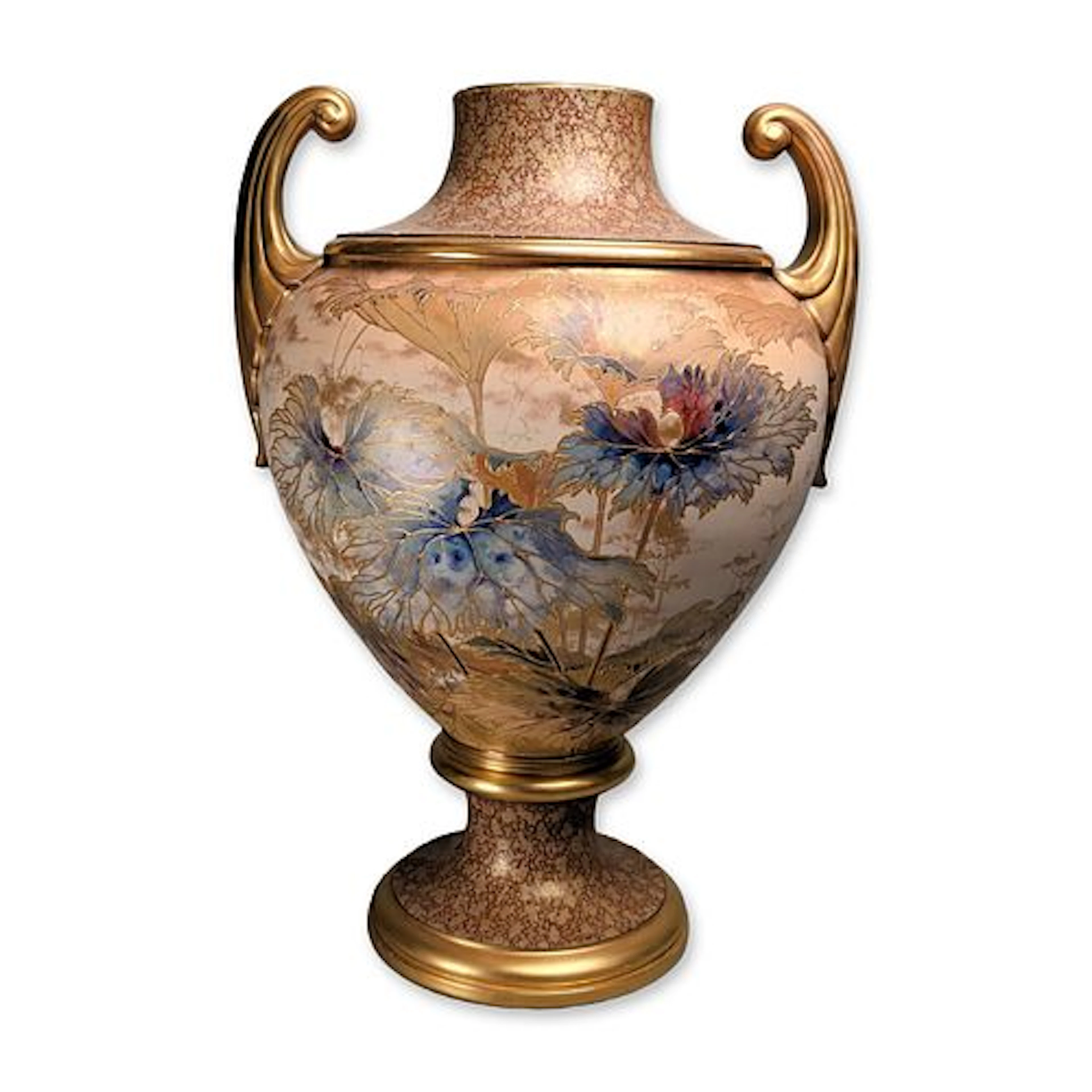 Royal Worcester Hand Painted Porcelain Pedestal Urn