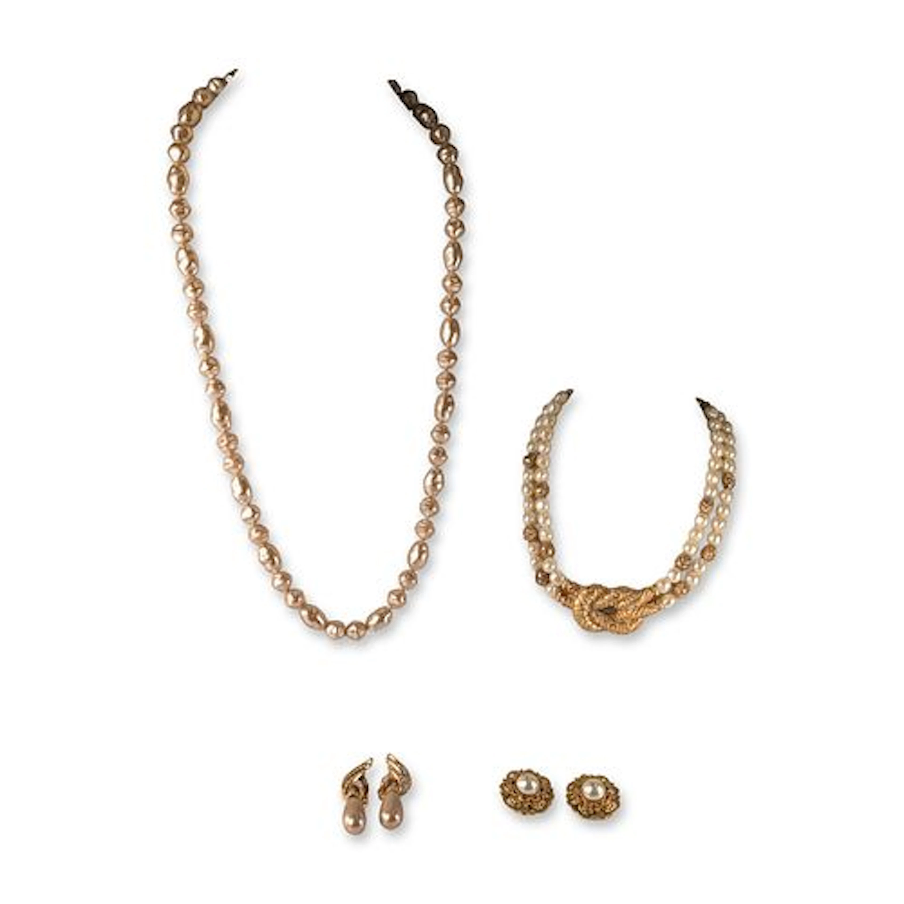 4pc Franklin Mint, Ciner, and Joan Rivers Gold-Tone Pearl Costume