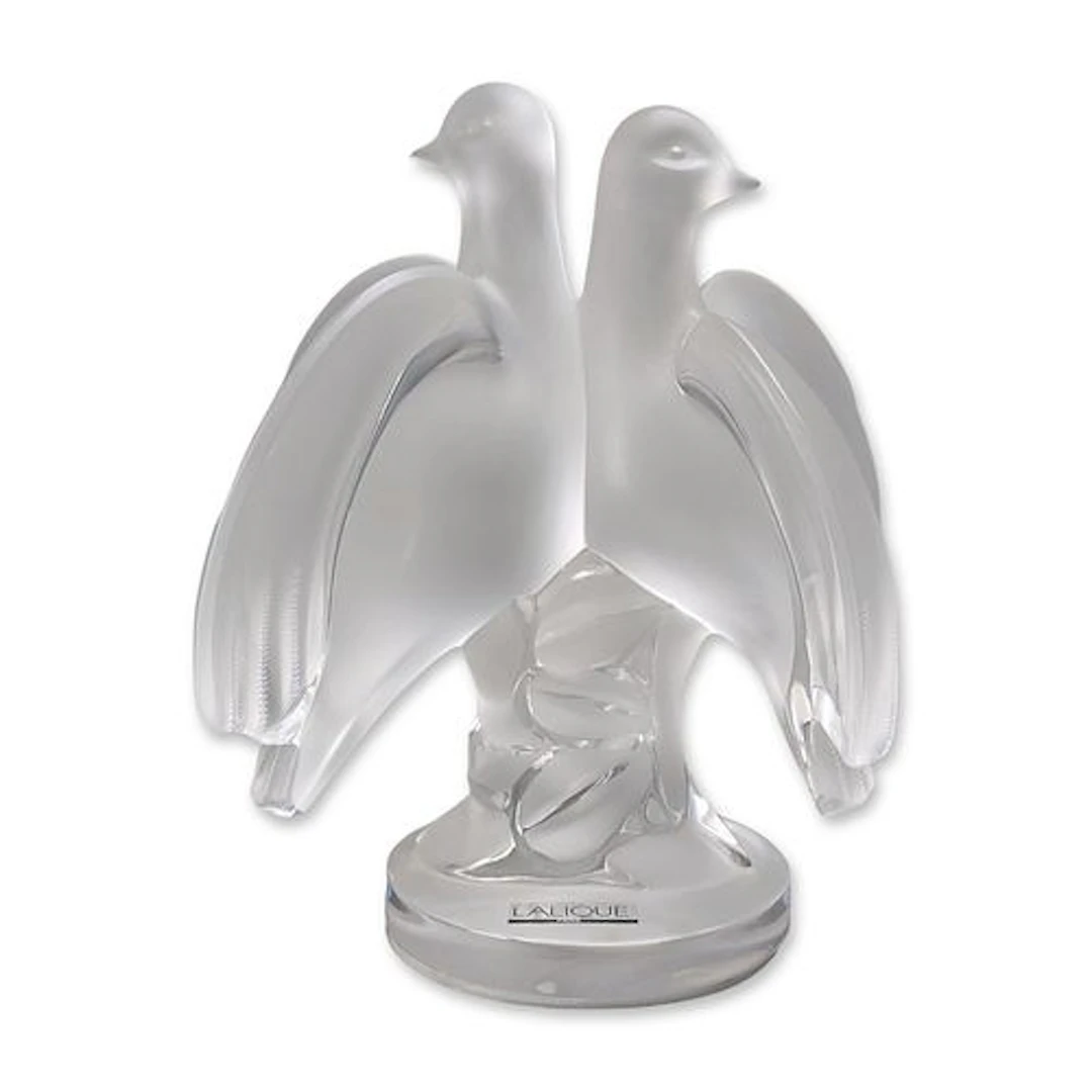 Lalique Ariane Frosted Crystal Doves Figurine