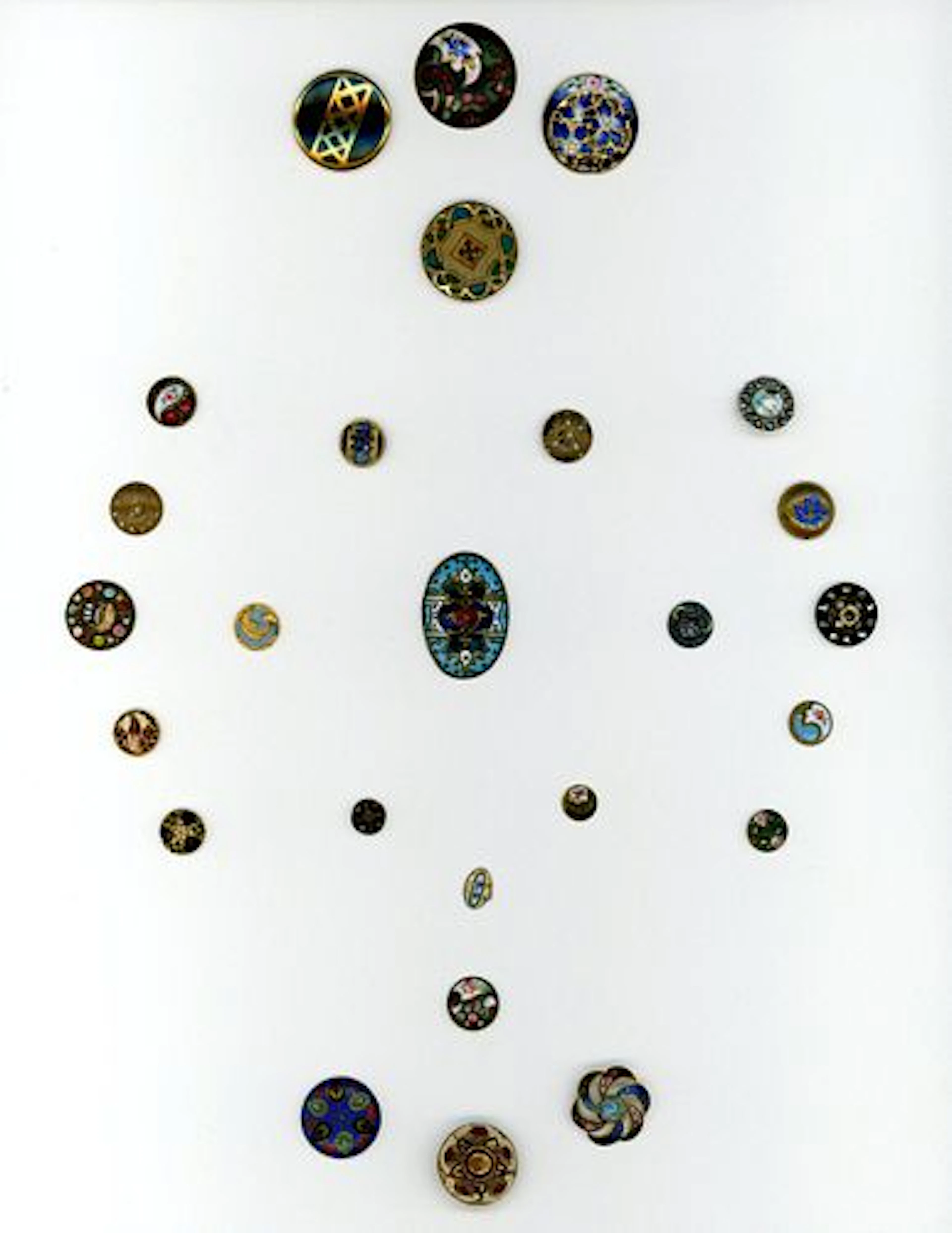 A CARD OF DIVISION ONE ENAMEL BUTTONS