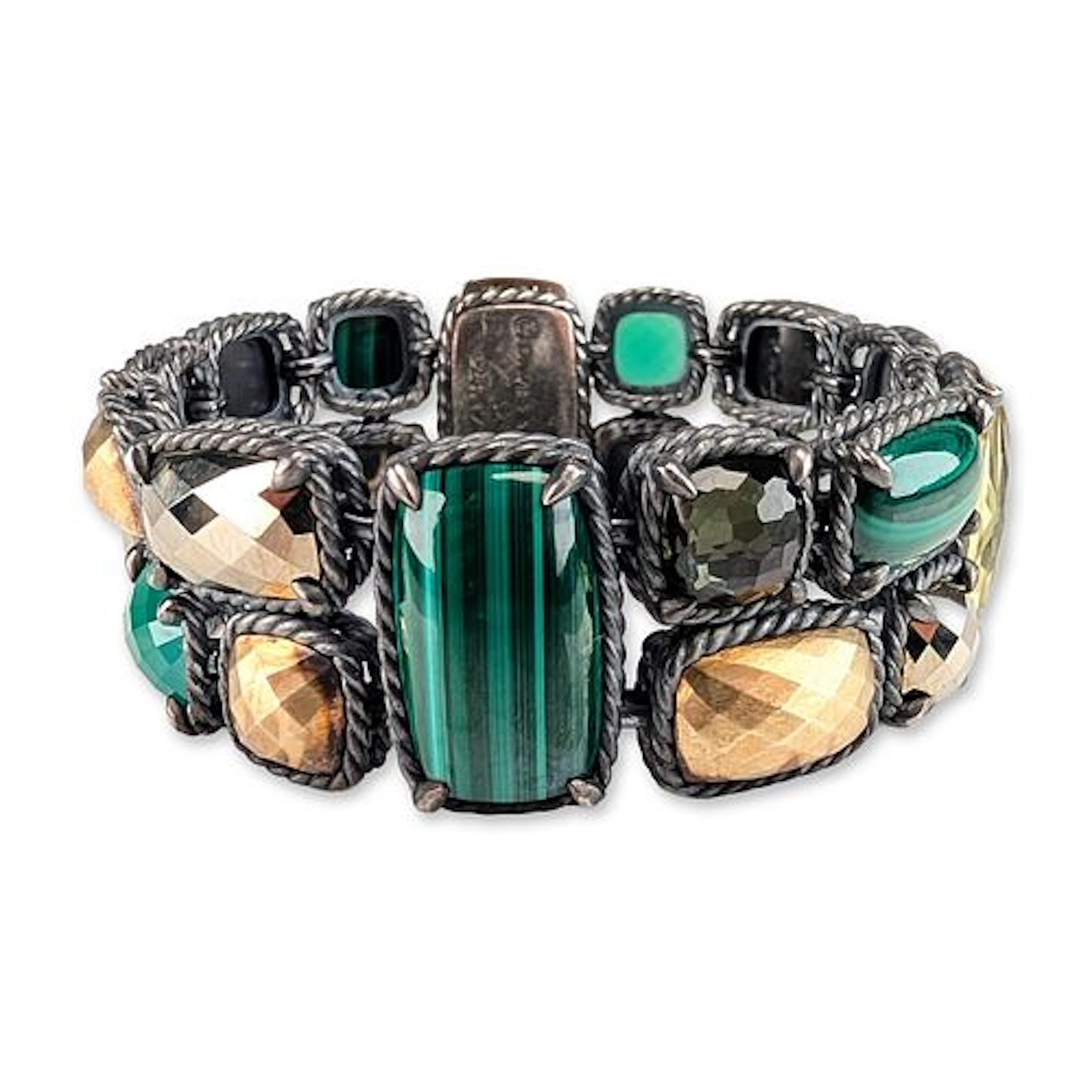 David Yurman Sterling Silver and 18K Bonded Gold Mosaic Bracelet