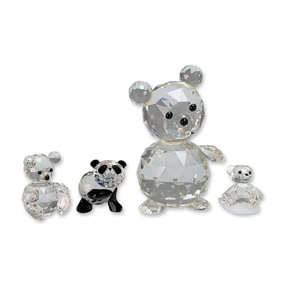 4pc Swarovski Silver Crystal Group of Bear Figurines