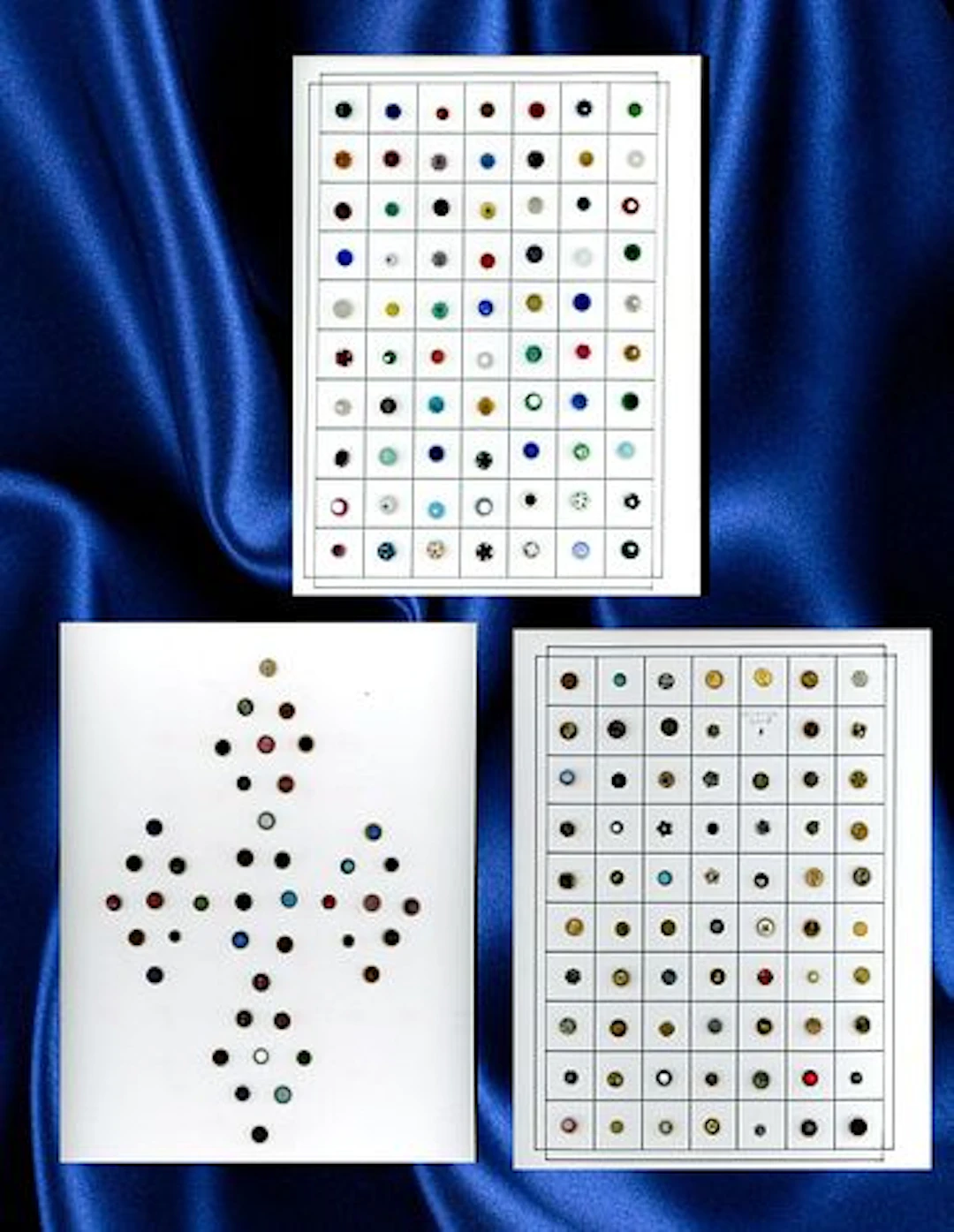 3 CARDS OF DIV. 1 ASSORTED GLASS & IN METAL BUTTONS