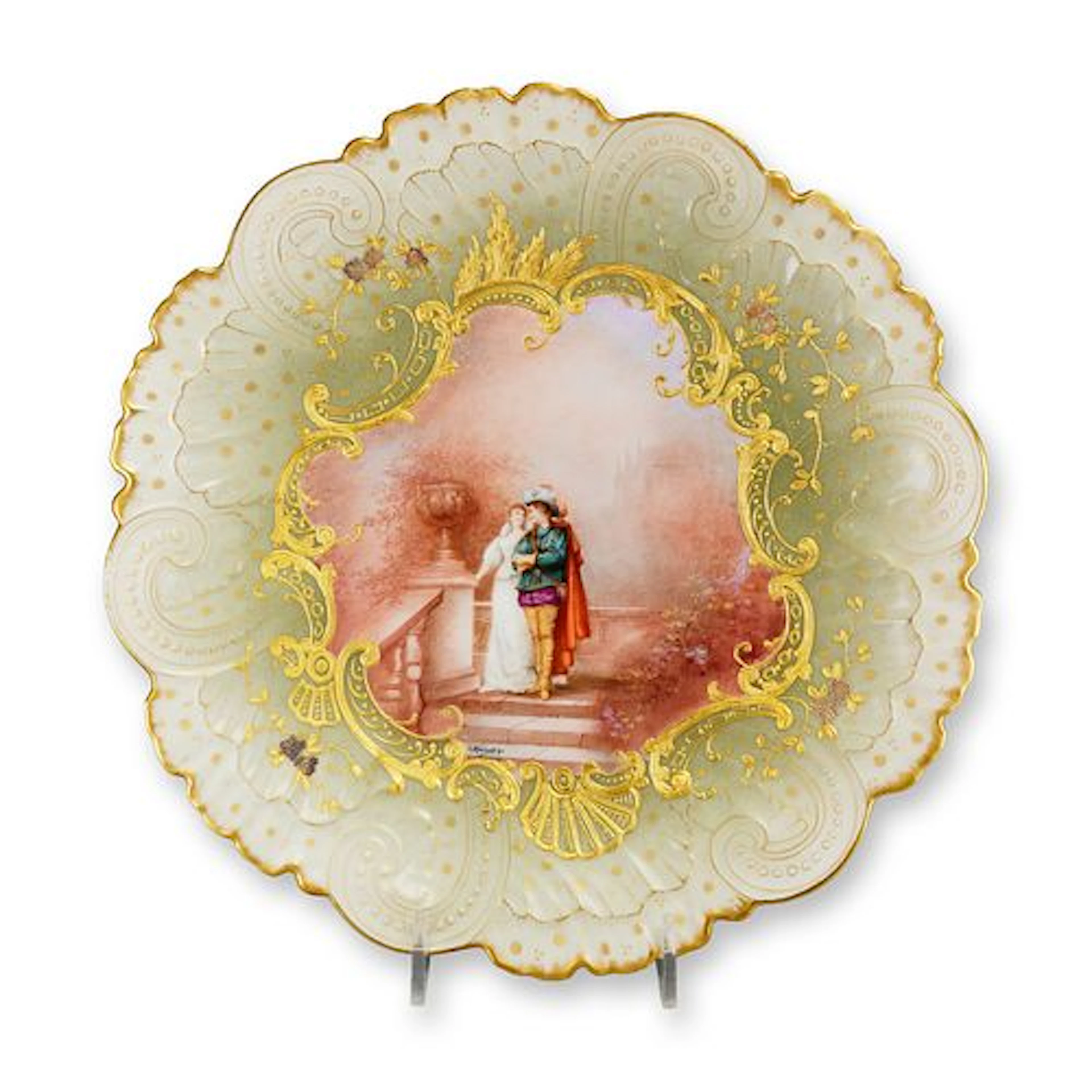 Mansard Paris Belle Epoque Hand-Painted Rococo Revival Cabinet Plate