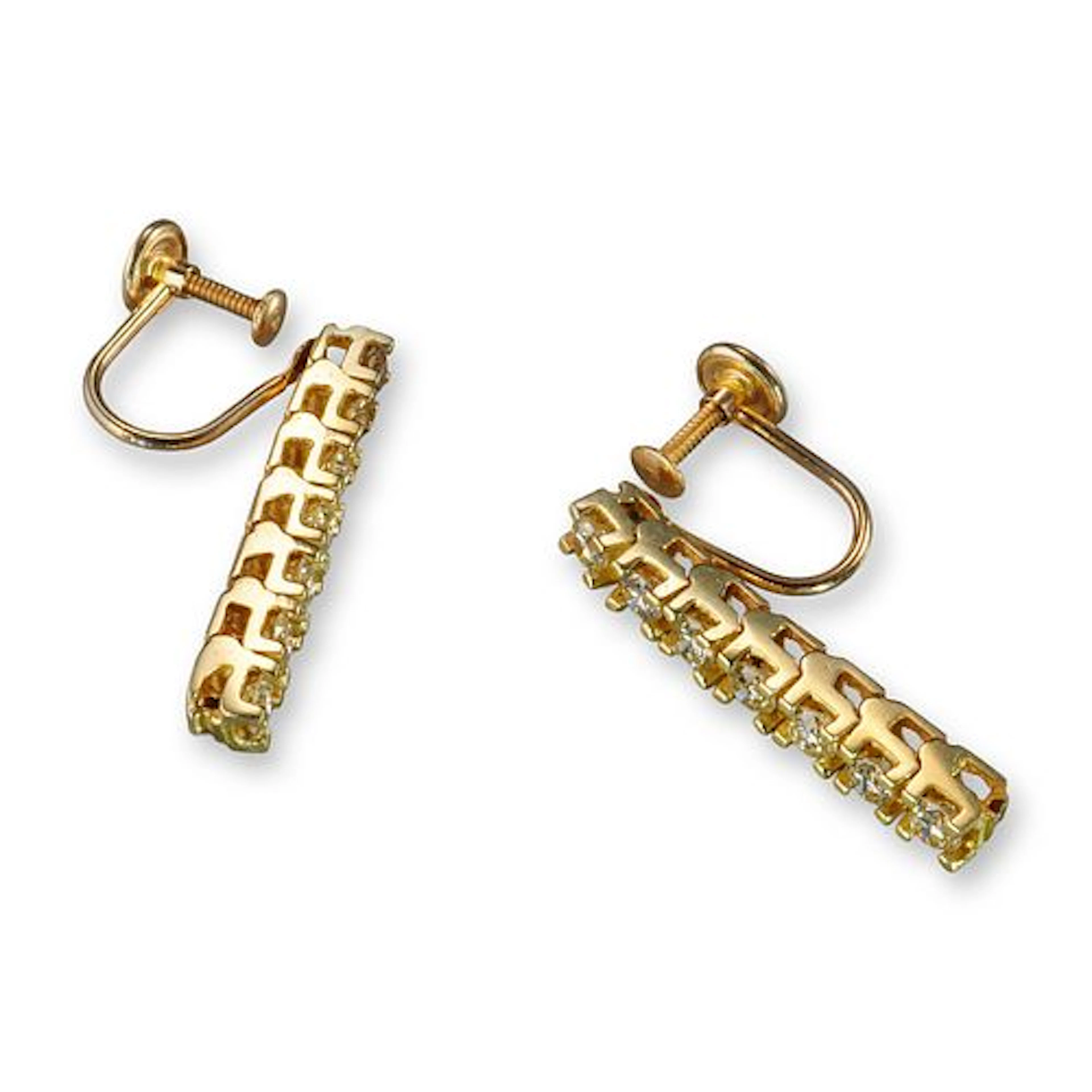 14K Gold 1.00ctw Diamond Screw-Back Drop Earrings
