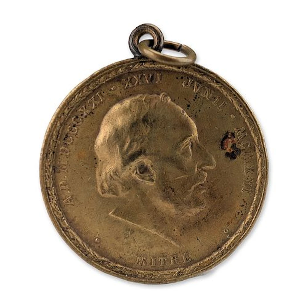 1921 Bartolome Mitre Centenary Bronze Medal Pendant