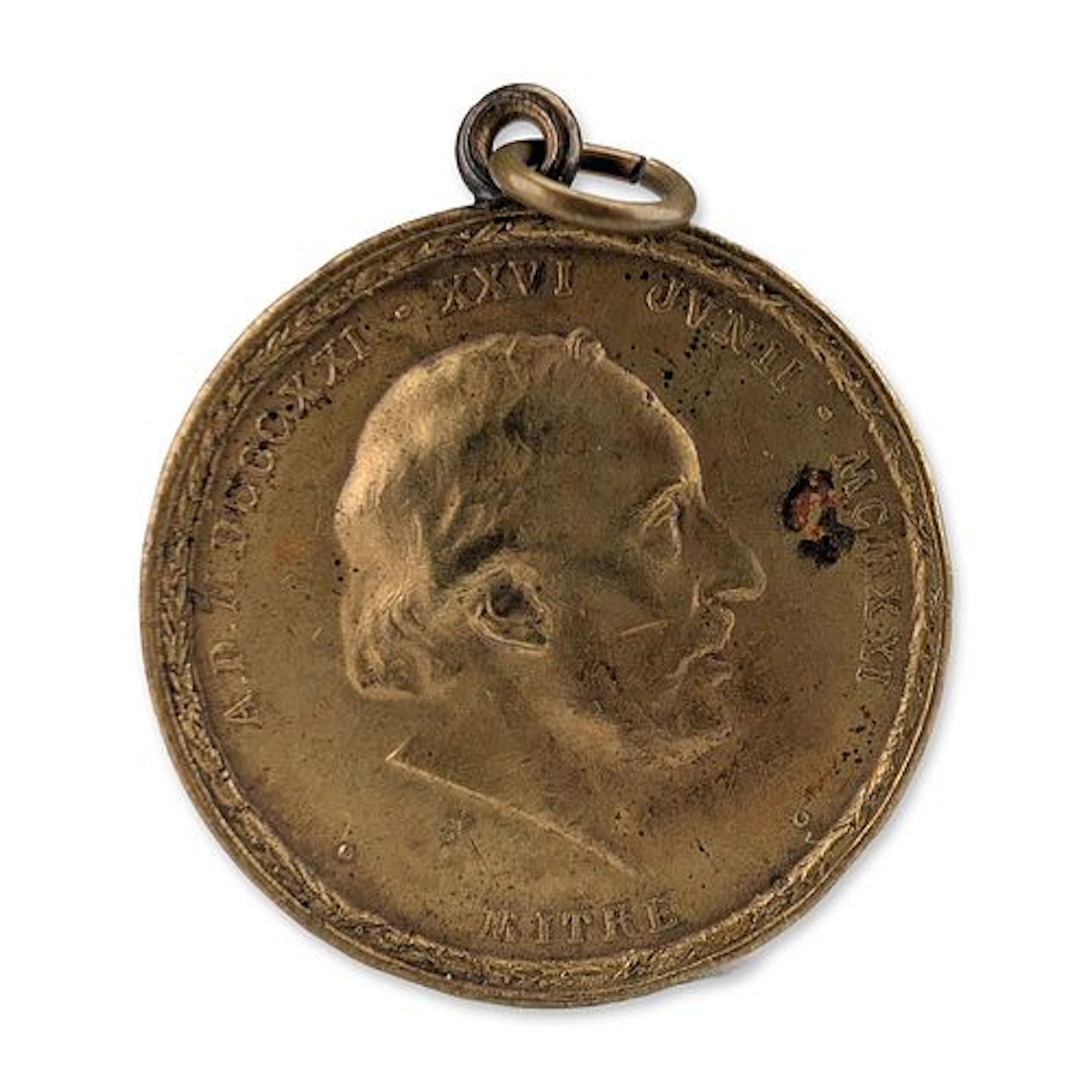 1921 Bartolome Mitre Centenary Bronze Medal Pendant