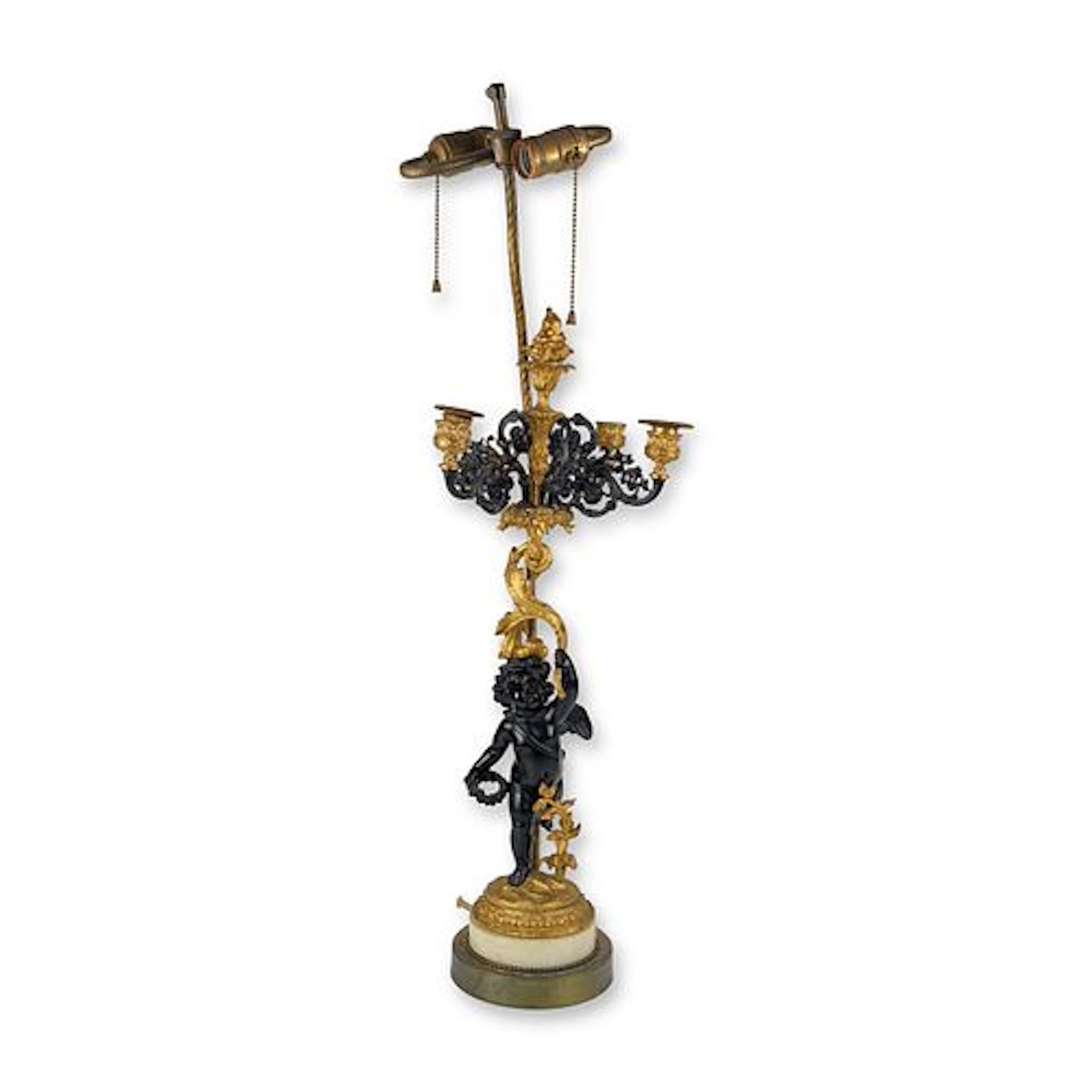 French Empire Style Putto Candelabra Table Lamp