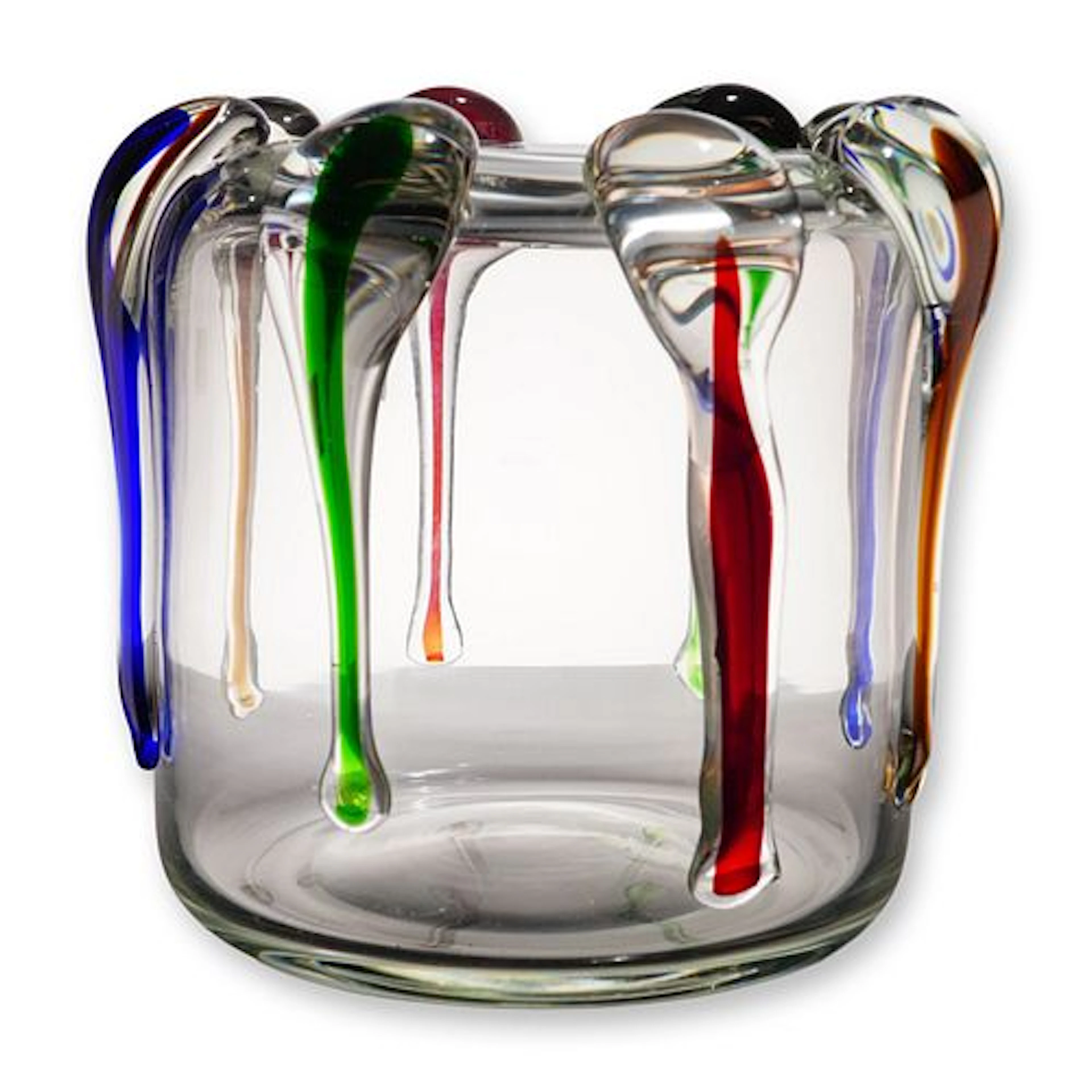 Makora Krosno Polish Art Glass Multicolor Drip Vase