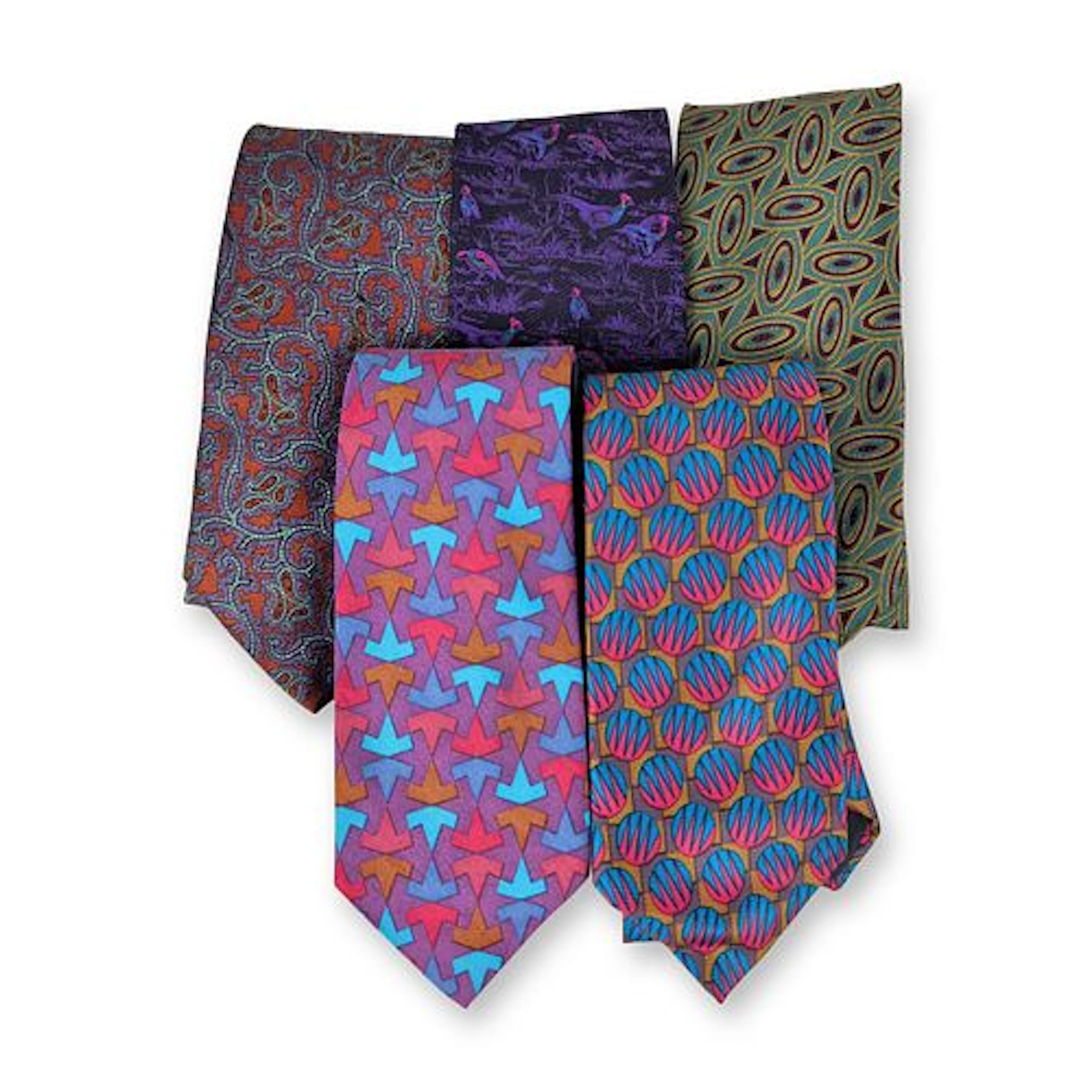 5pc Alexander Julian & Unbranded Assorted Silk Neckties
