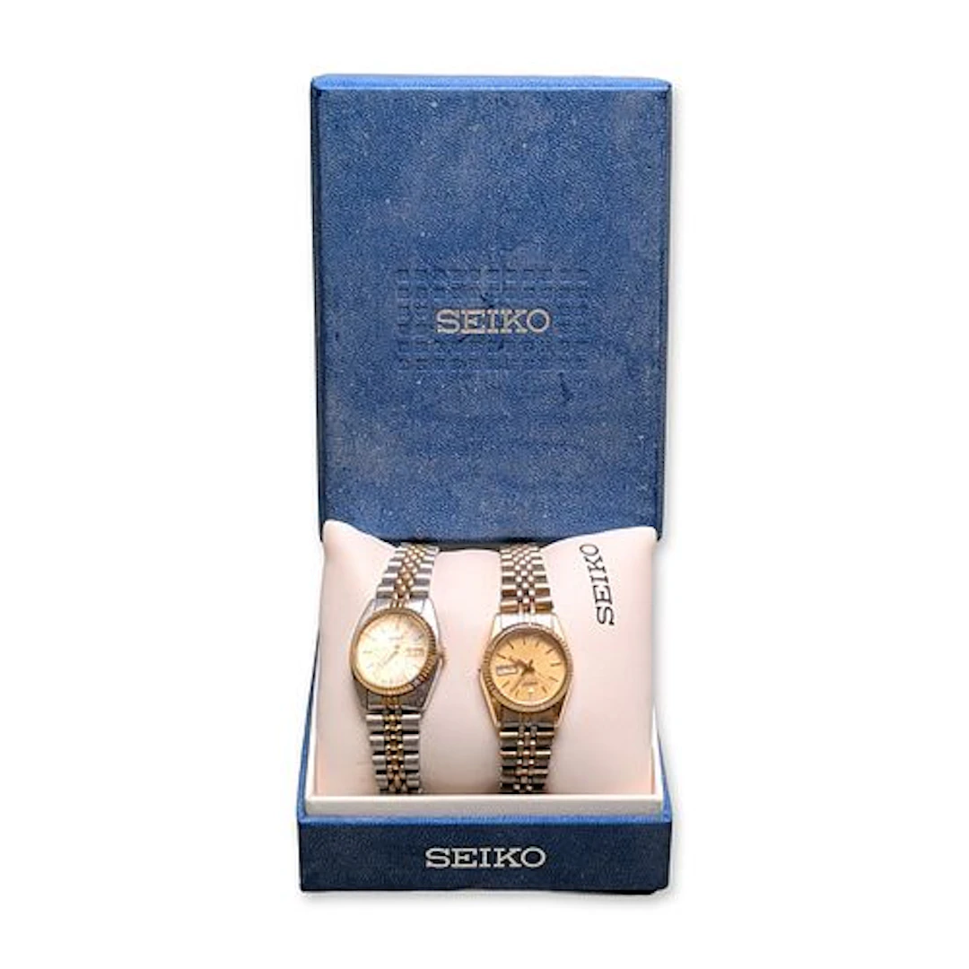 2pc Seiko Quartz Ladies Fluted Bezel Wristwatches