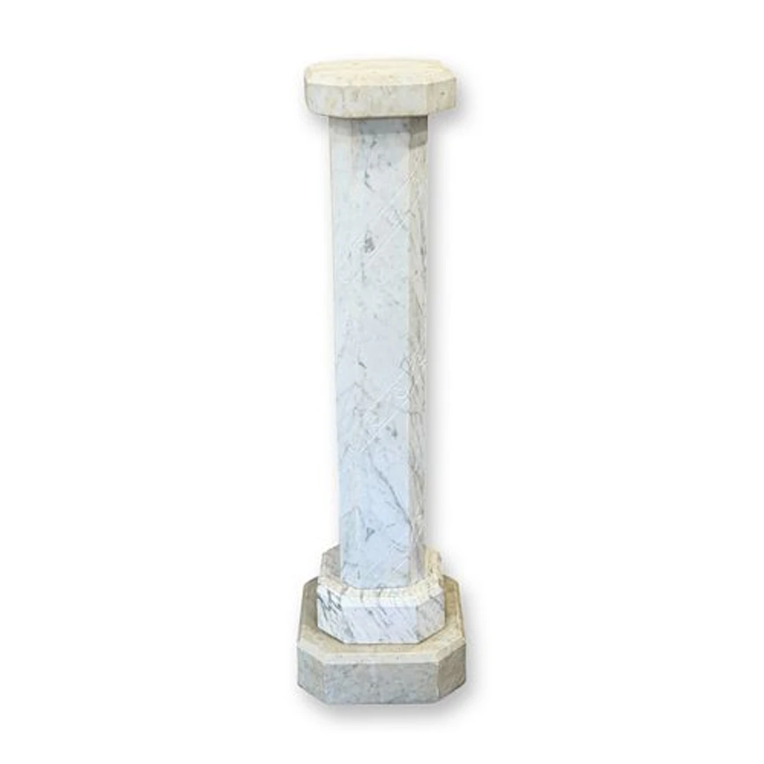 Italian Carrara Marble Octagonal Pedestal