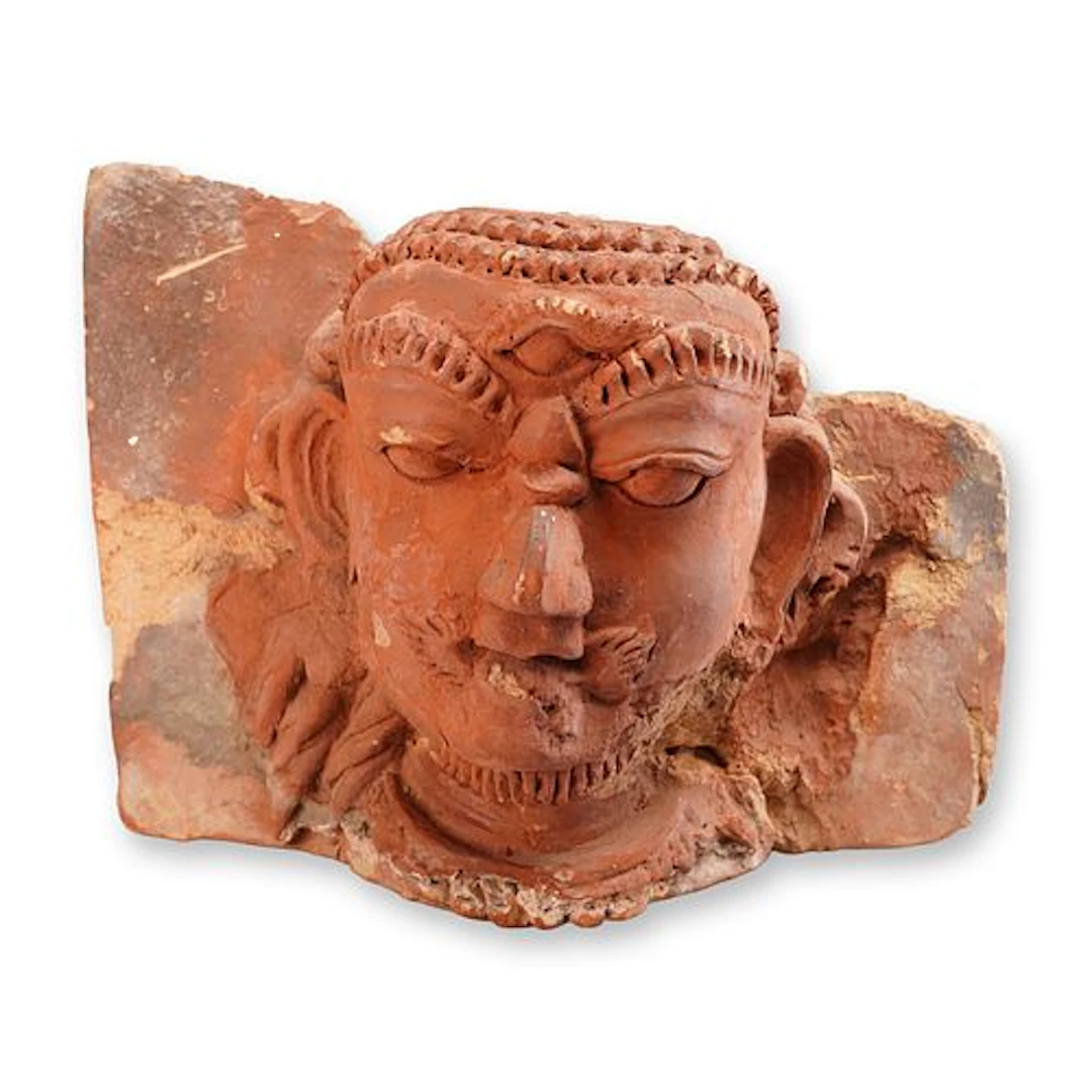 Indian Terracotta Tile Fragment Head