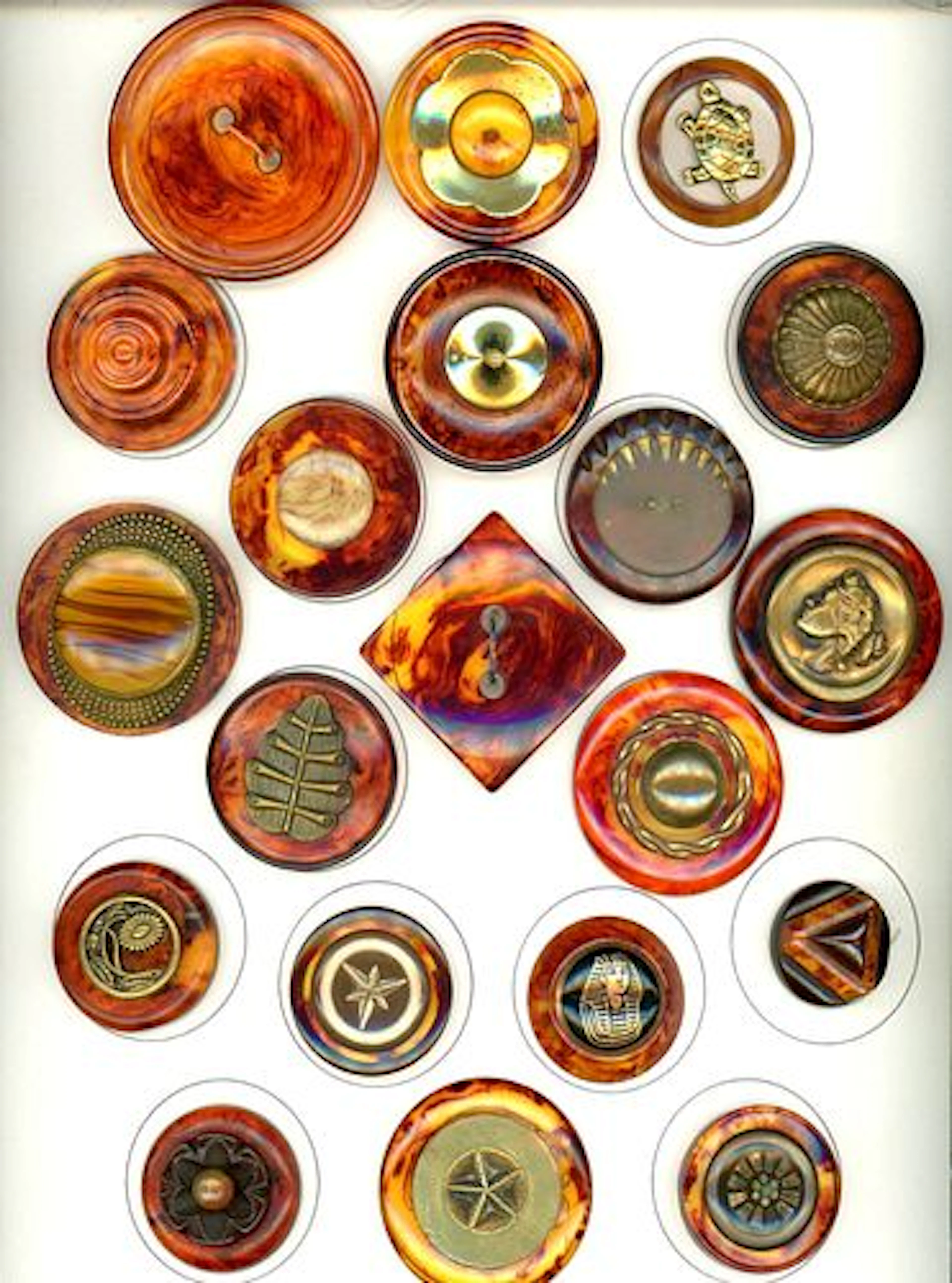 A CARD OF DIVISION THREE BAKELITE BUTTONS