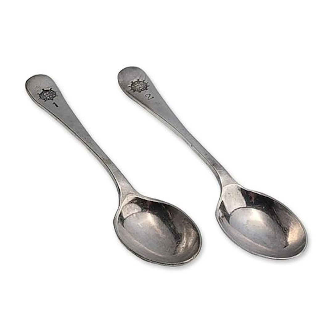 Pair of Walker and Hall Silver Plated Maritime Spoons