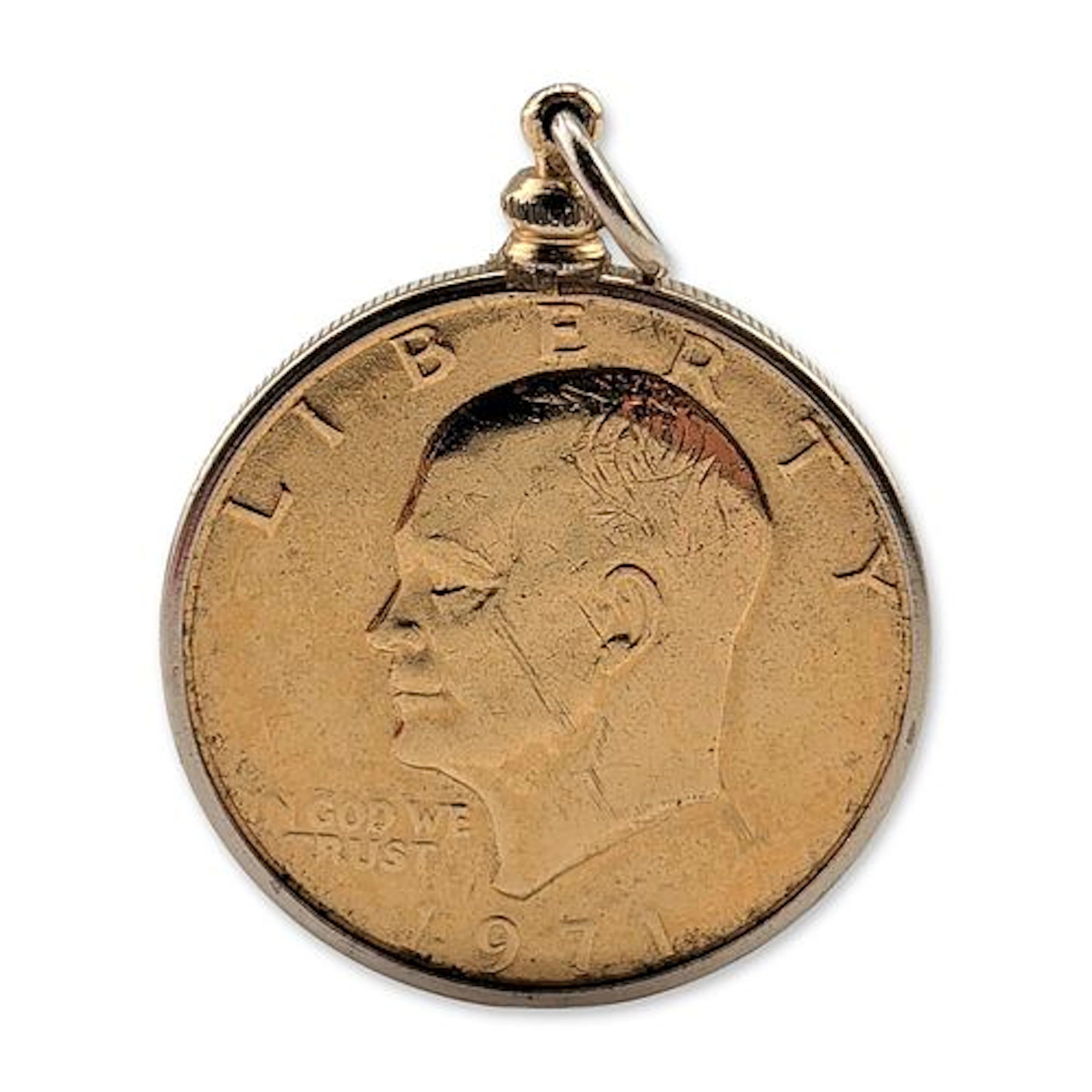 Gold Plated 1971 Eisenhower Dollar Coin Pendant