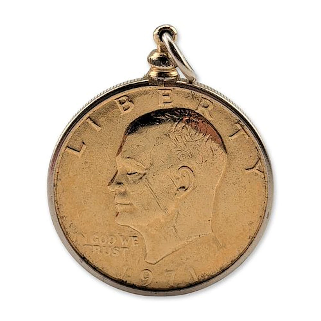 Gold Plated 1971 Eisenhower Dollar Coin Pendant