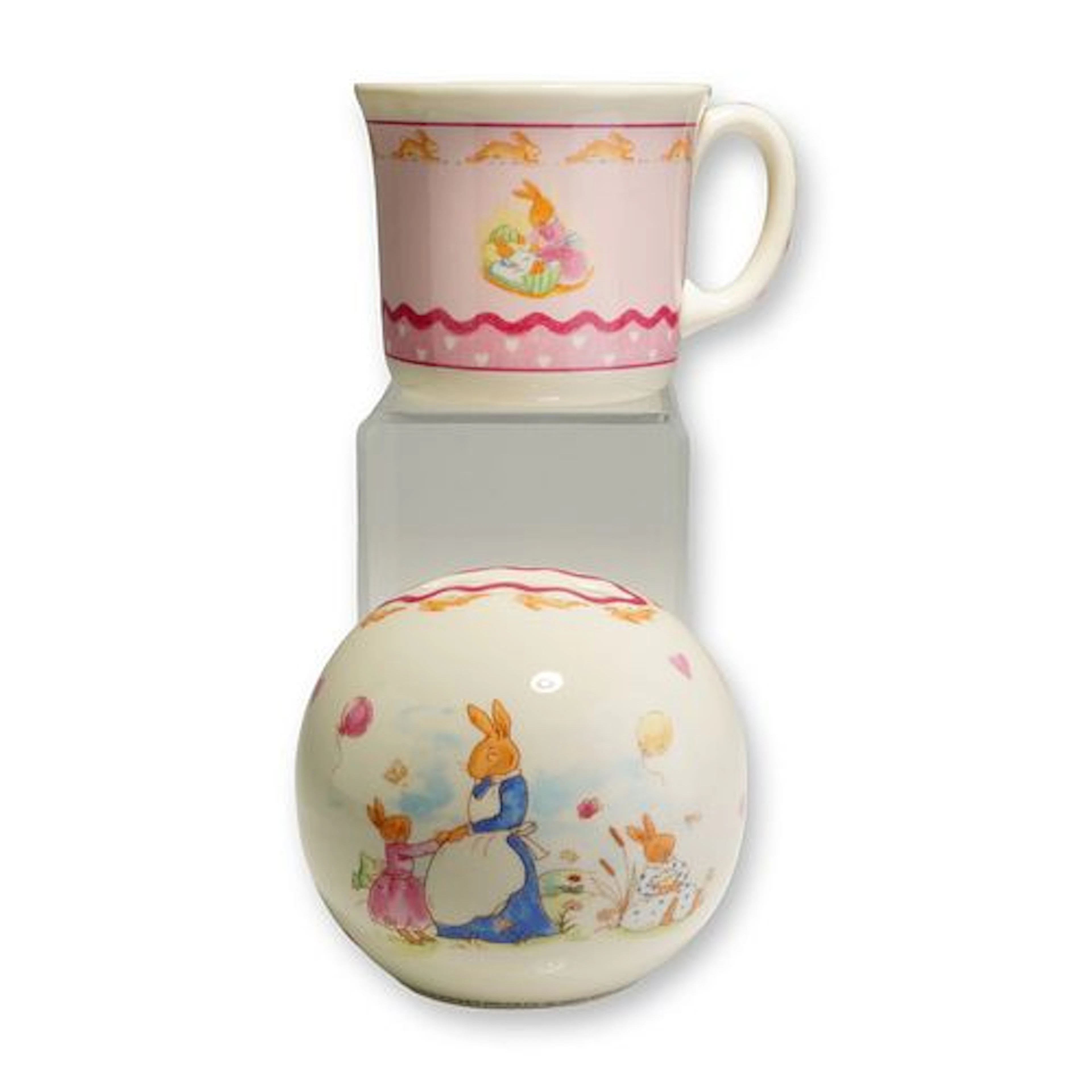 2pc Royal Doulton Bunnykins Sweet Hearts Mug and Money Bank