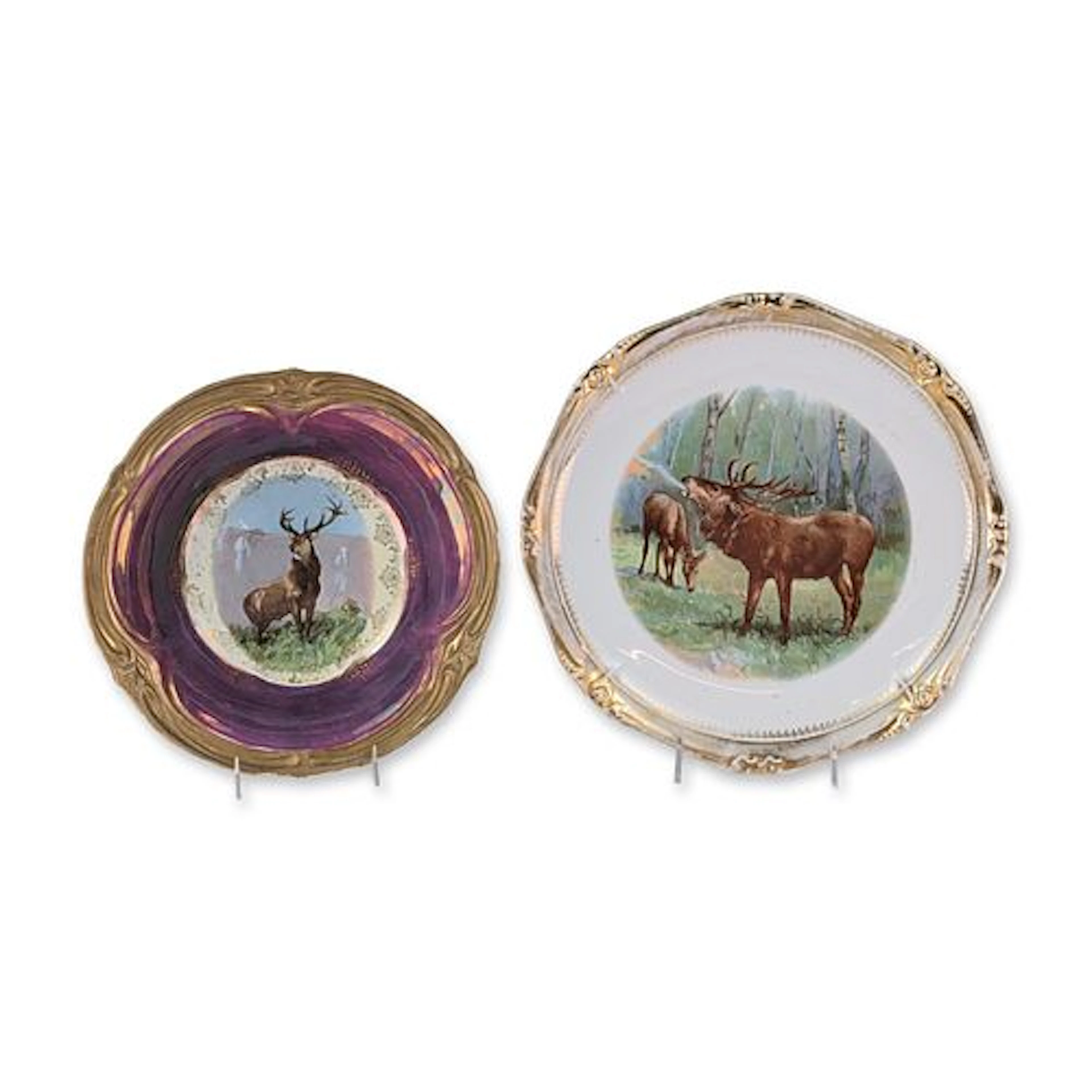 Two German Style Porcelain Stag Motif Decorative Items