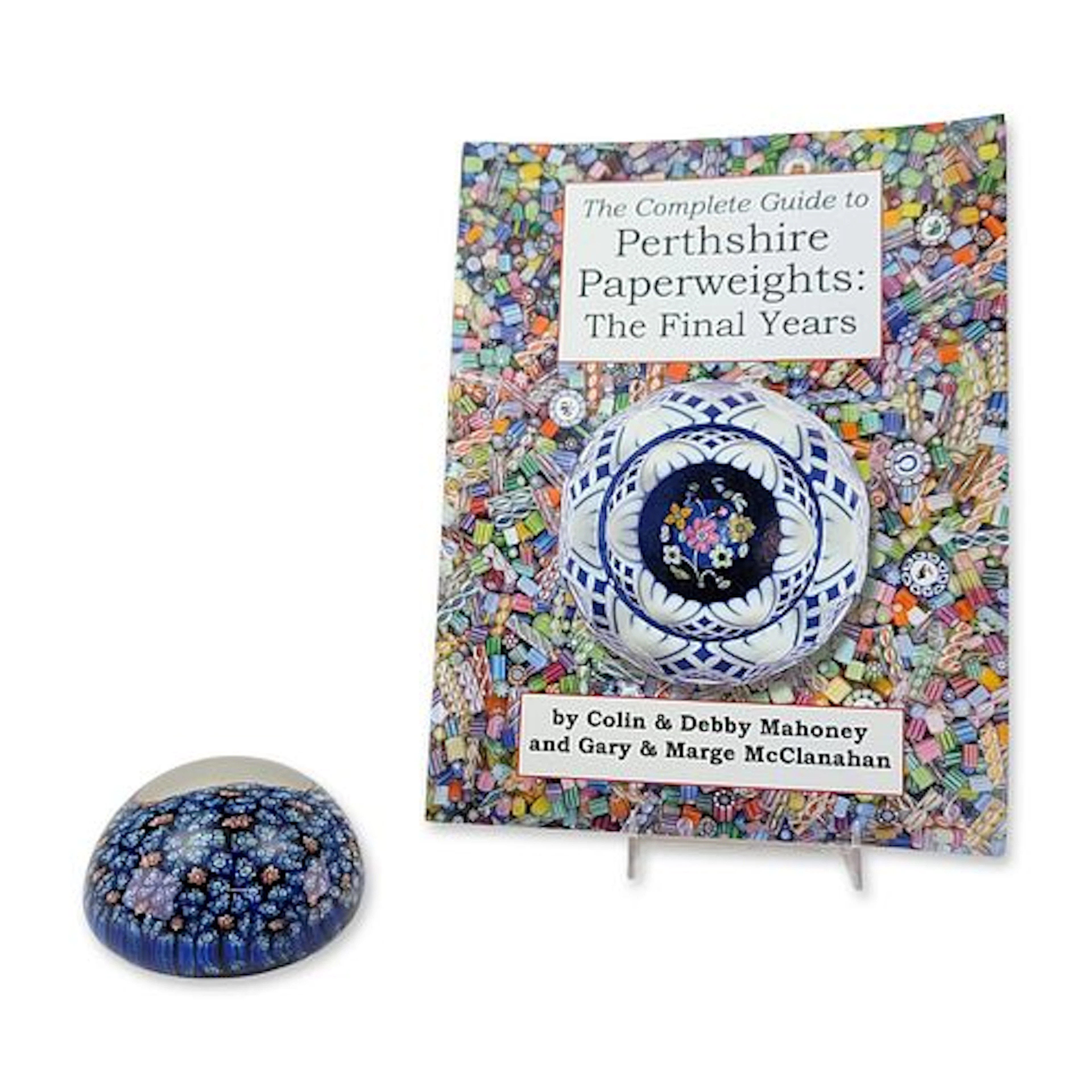 2pc Millefiori Glass Paperweight and Perthshire Reference Book