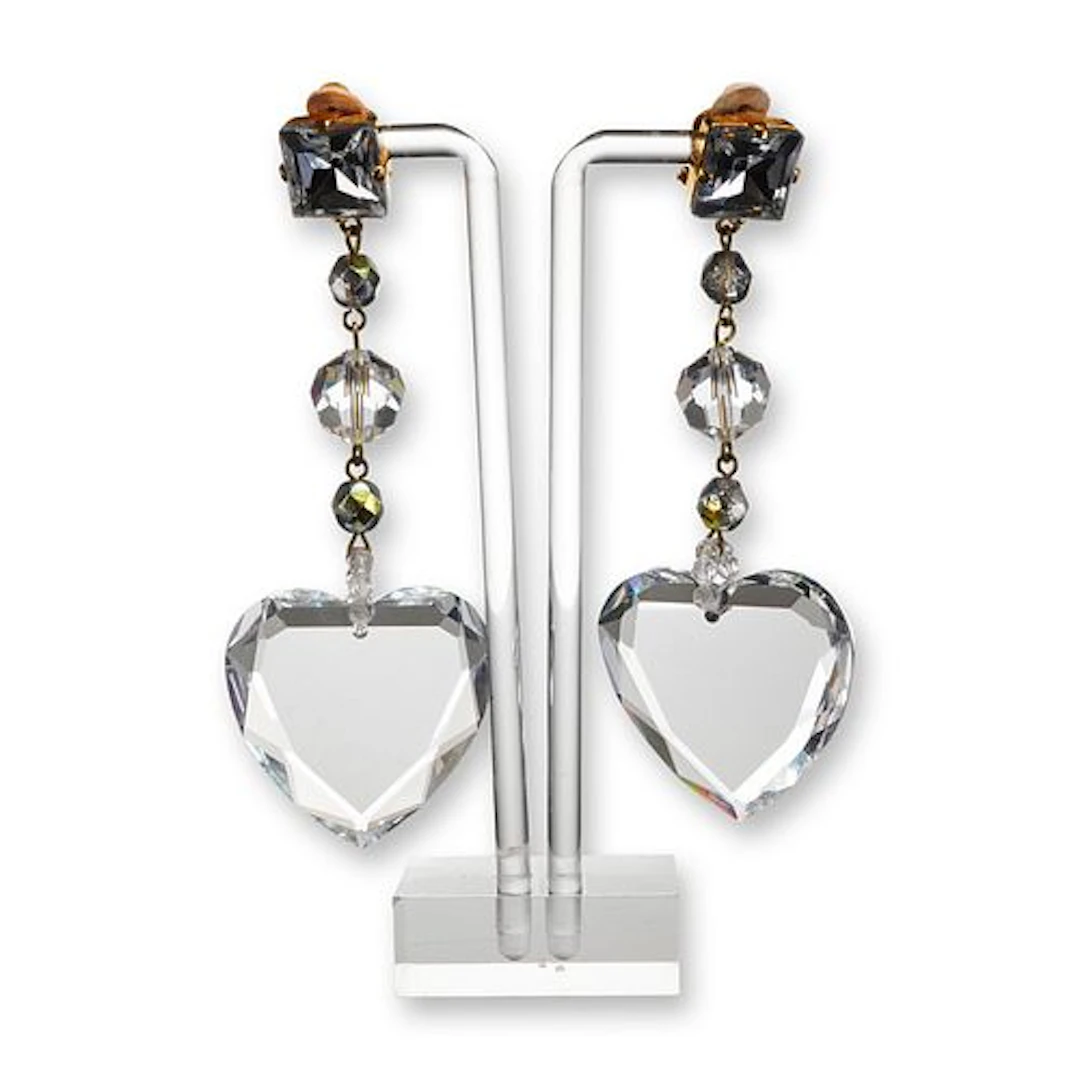 Pair of Vintage Yves Saint Laurent Hearts and Beads Clip-On Earrings