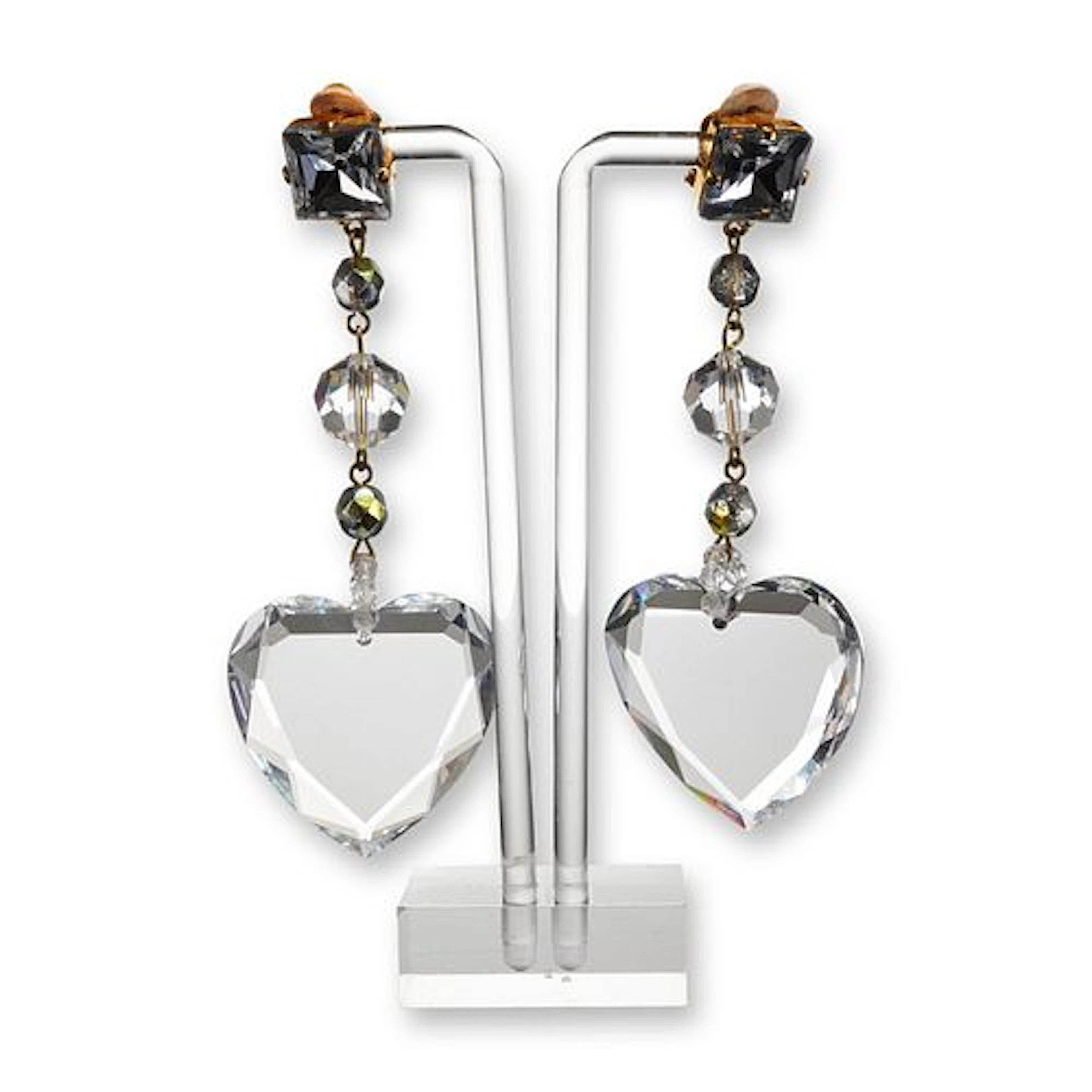 Pair of Vintage Yves Saint Laurent Hearts and Beads Clip-On Earrings