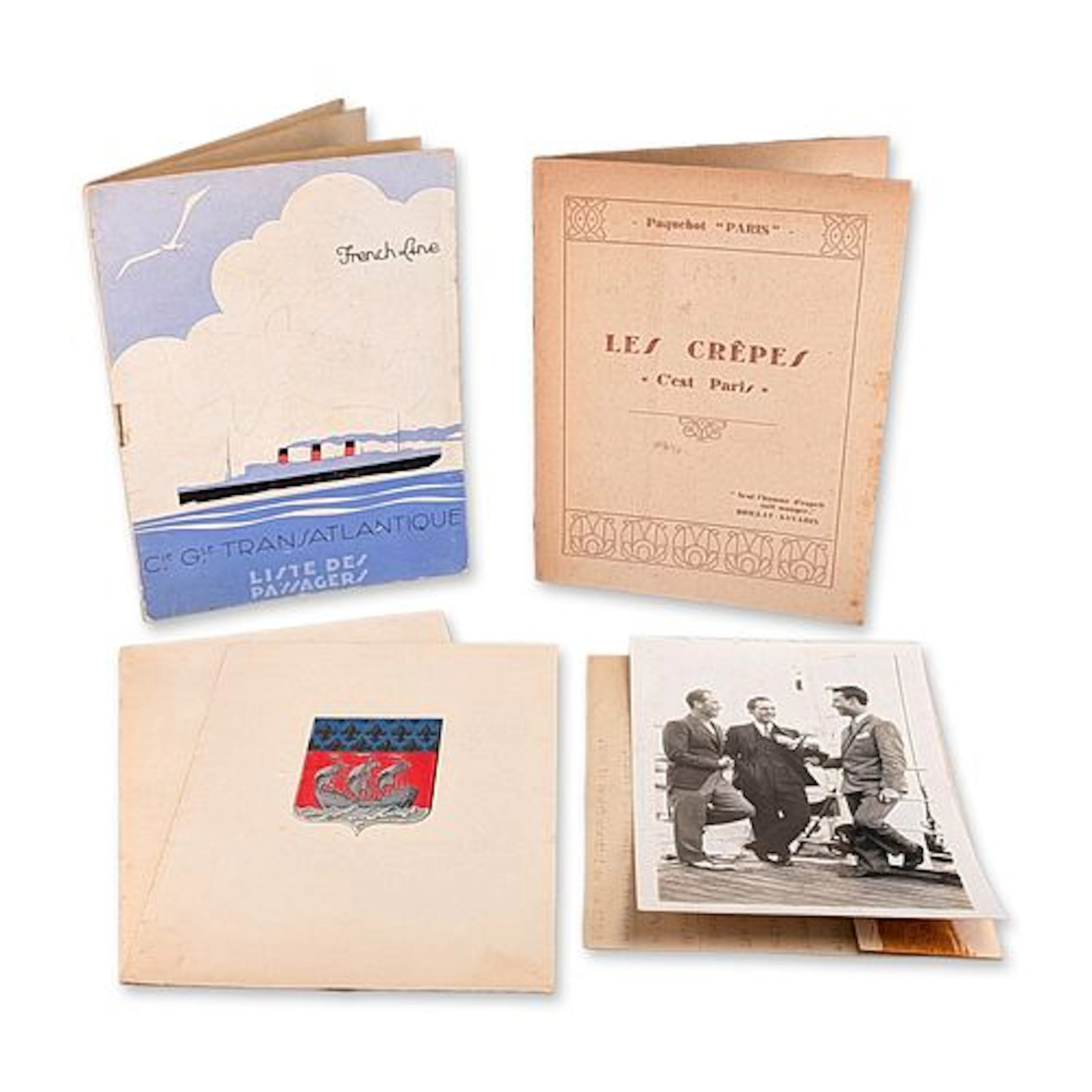 5pc French Line SS Paris and Ile-de-France Ephemera Group