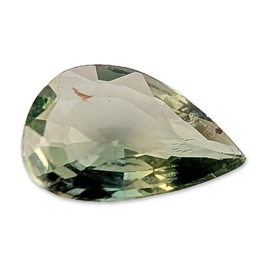 Pear-Cut Green Parti-Colored Sapphire