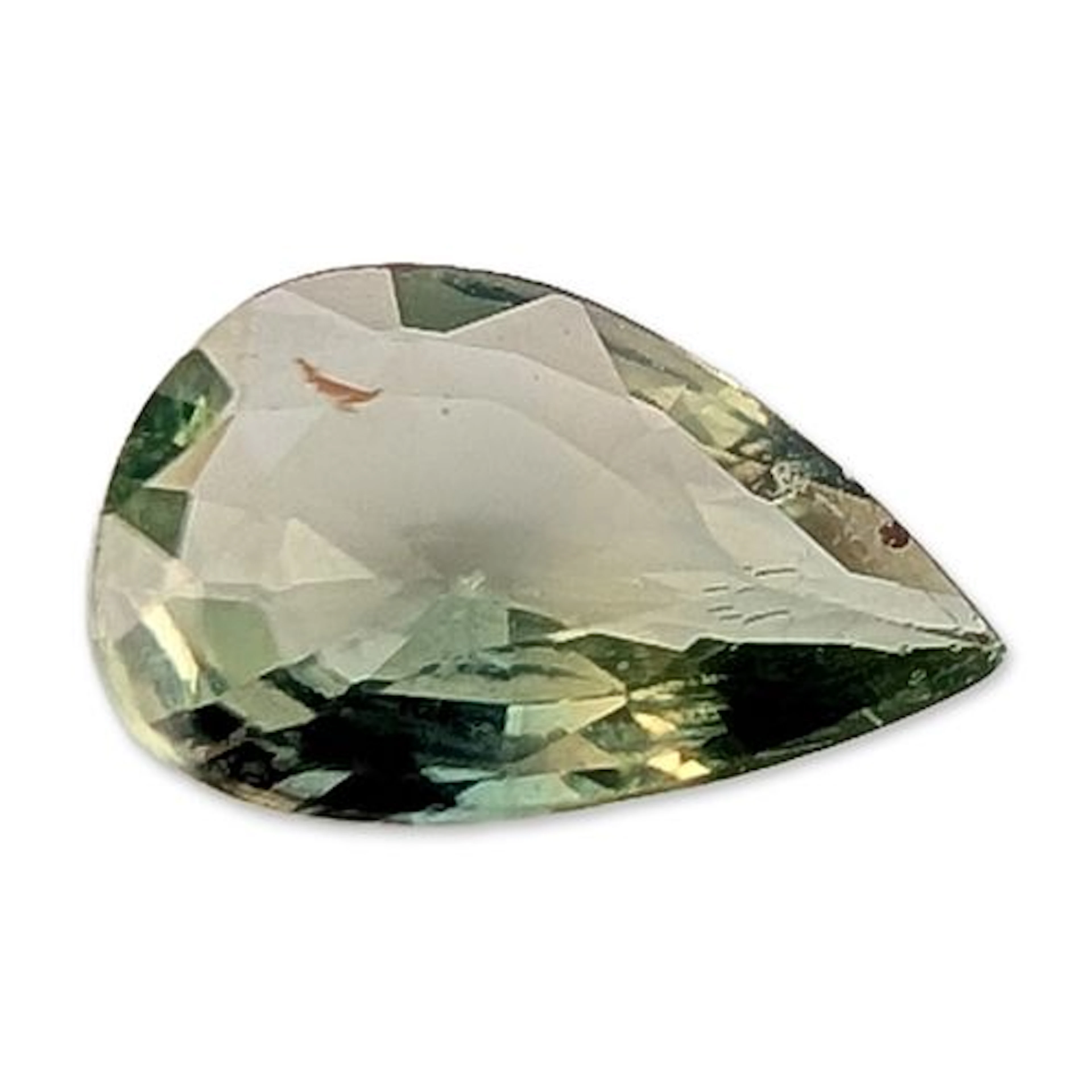 Pear-Cut Green Parti-Colored Sapphire