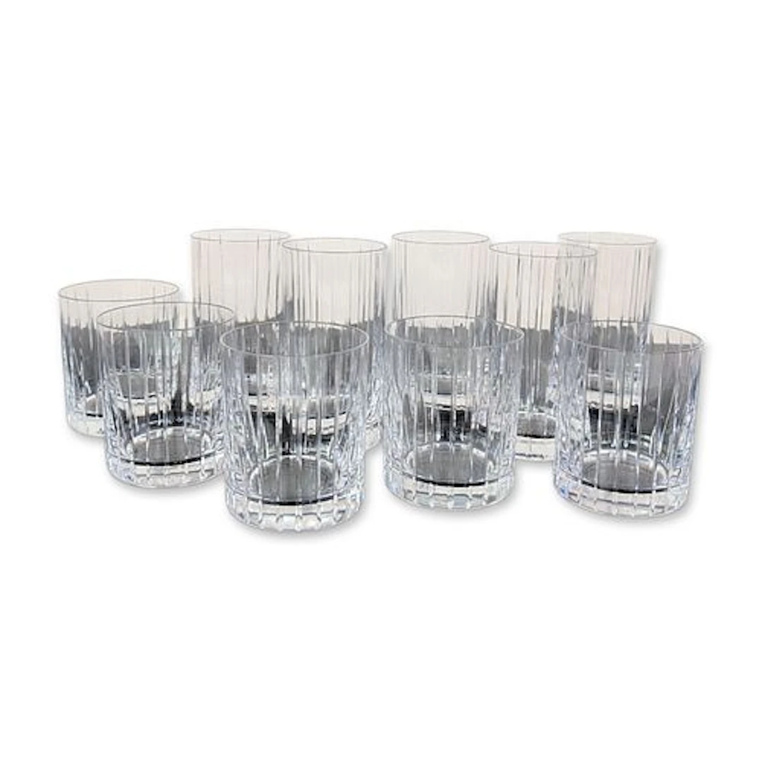 10pc Cut Crystal Highball and Rocks Glasses