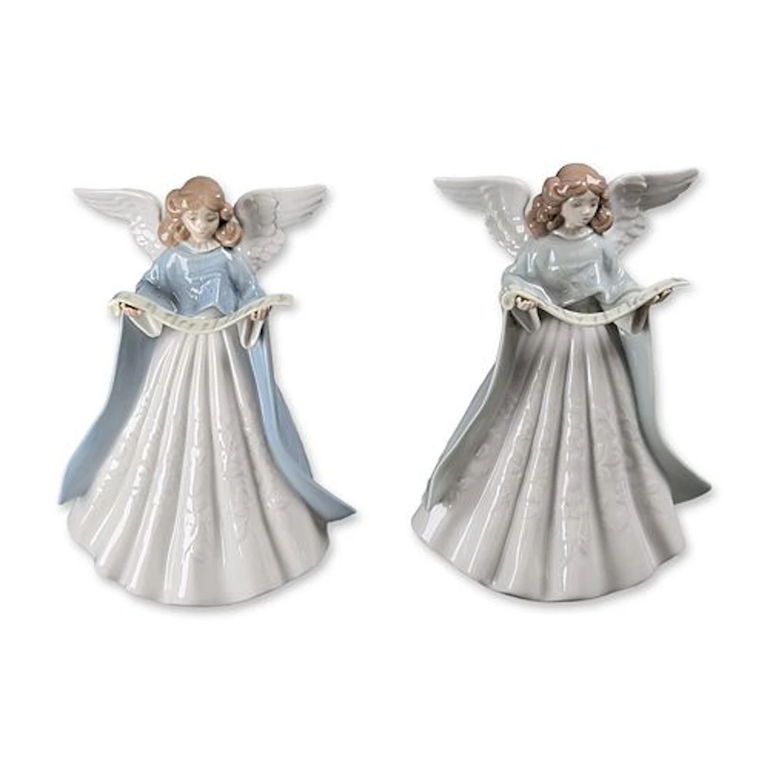 2pc Lladro Porcelain Celestial Melody Angel Figurines 5875 and 5719