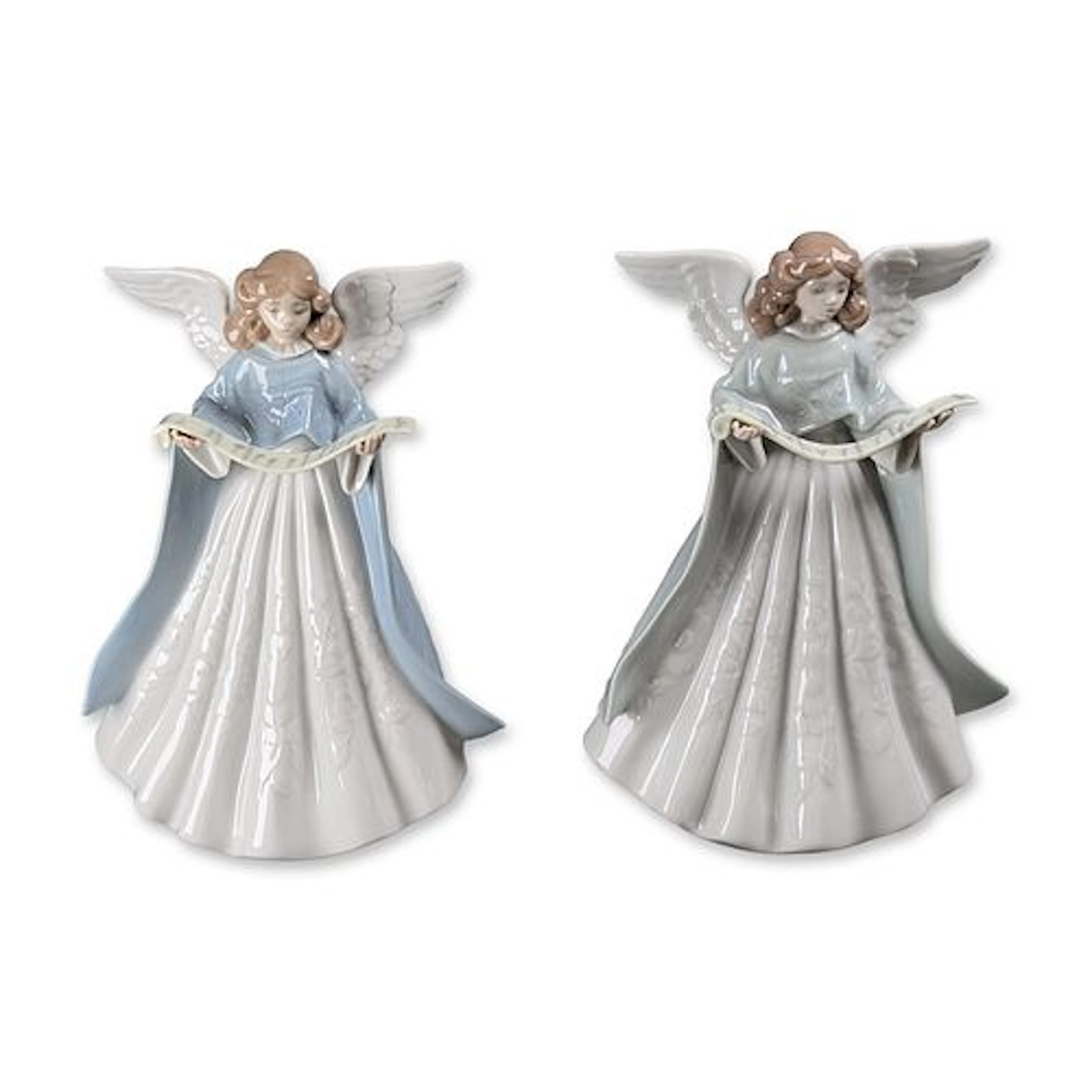 2pc Lladro Porcelain Celestial Melody Angel Figurines 5875 and 5719
