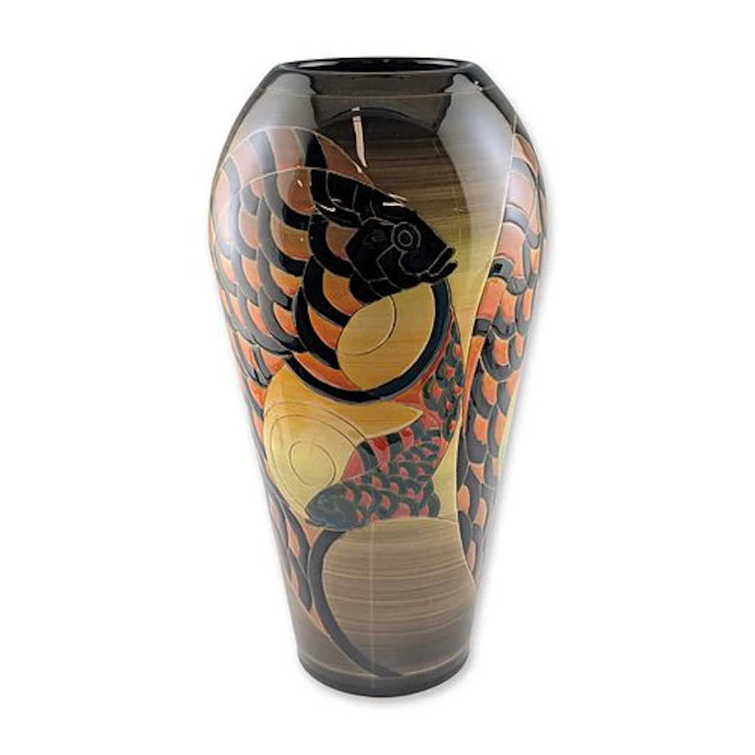 Dennis Chinaworks by Sally Tuffin Carp Vase
