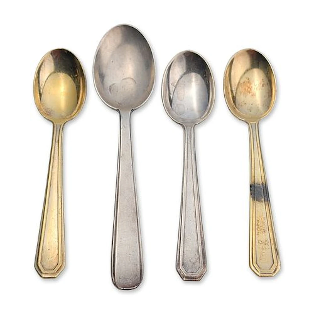 4pc Broggi Italian Art Deco Silver-Plated Spoons
