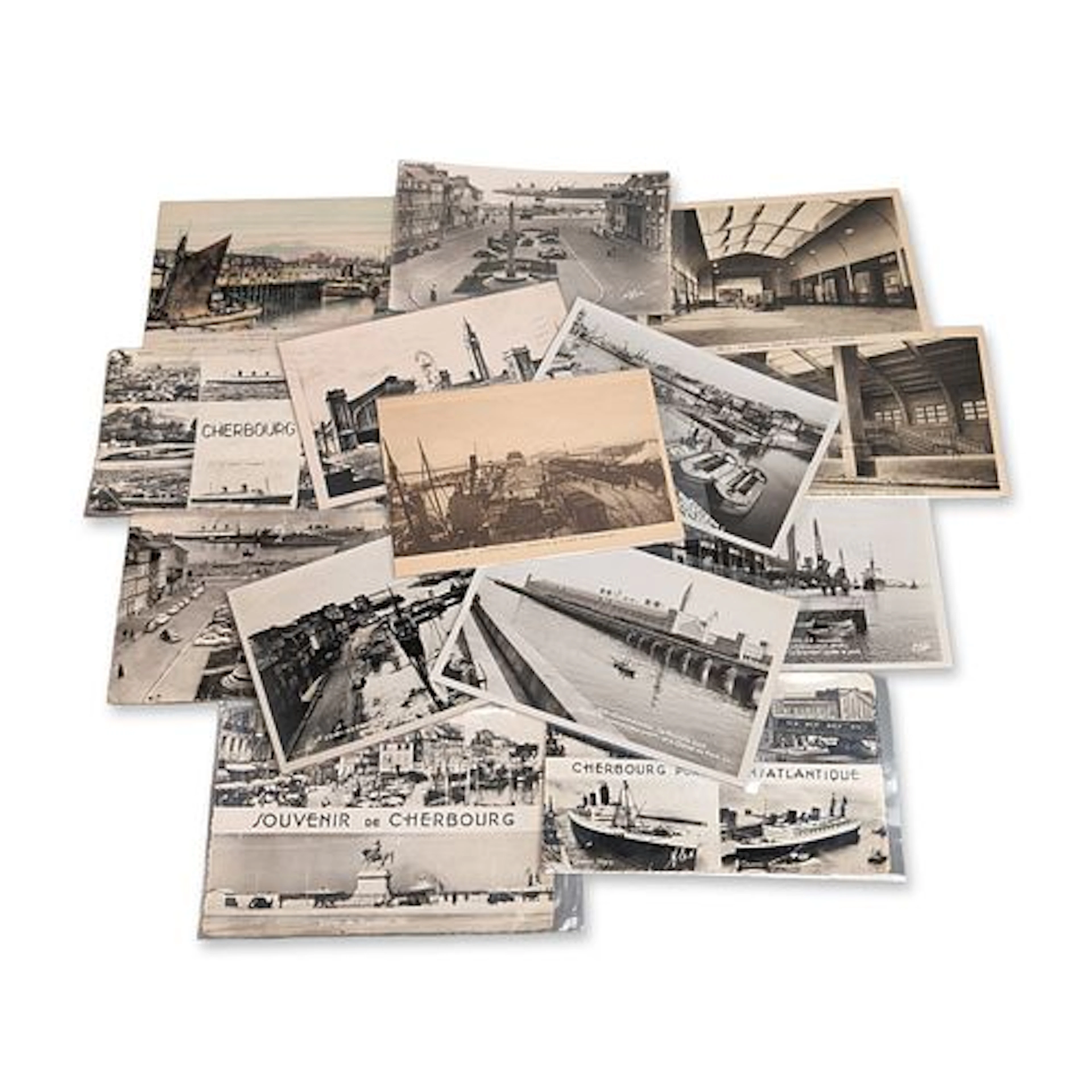 14pc Collection of Cherbourg Maritime and Architectural Vintage Postcards