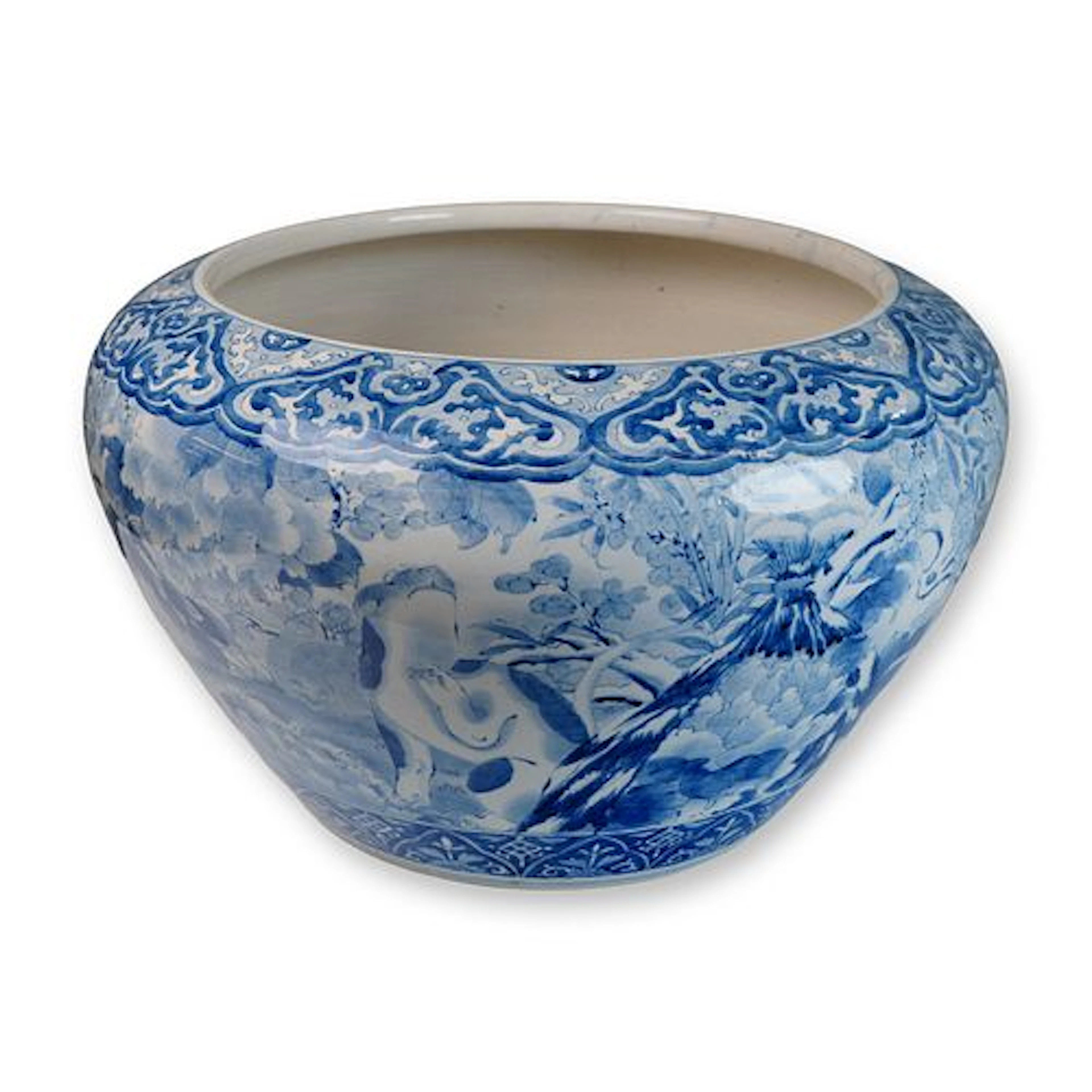 Large Arita Japanese Blue and White Porcelain Jardiniere