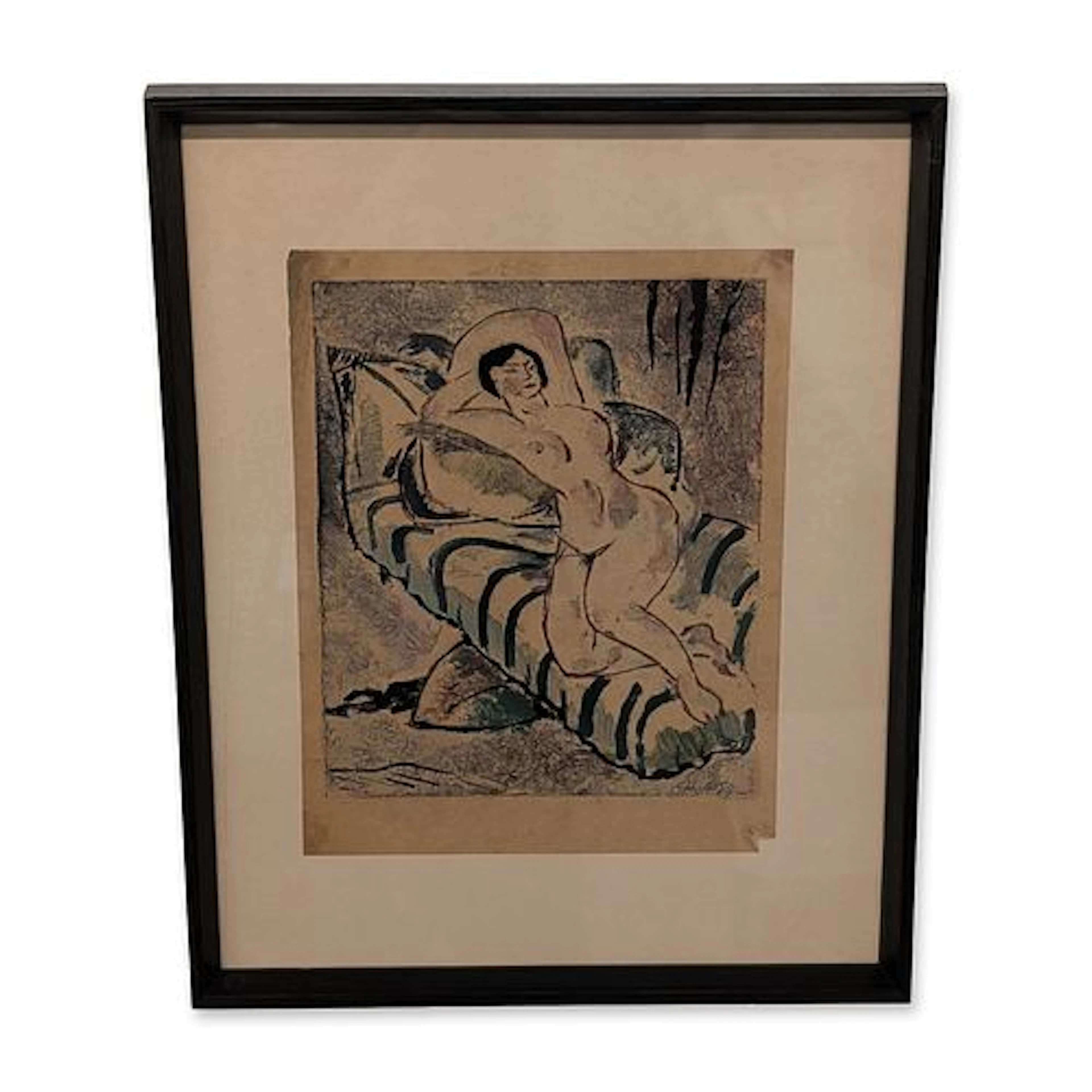 William Gropper (American 1897-1977) Color Monotype on Paper, Reclining