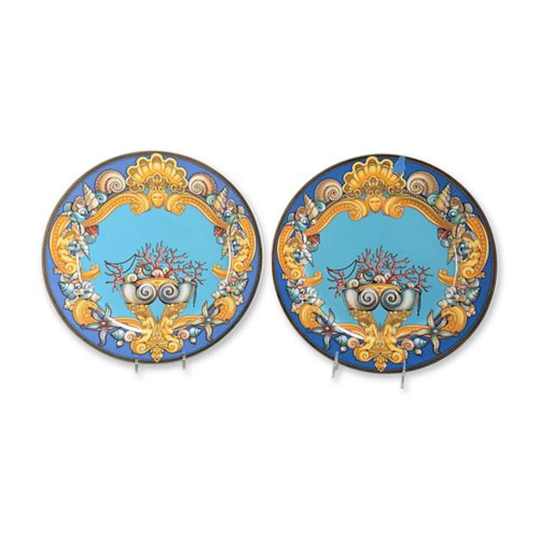 2pc Rosenthal Versace Les Tresors de la Mer Porcelain Plates