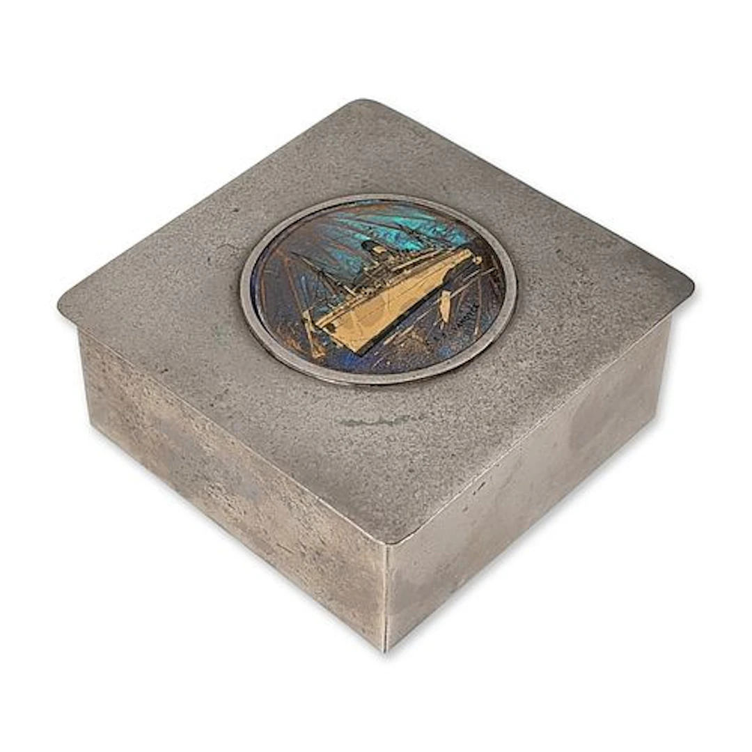 Blue Star Line TSS Vandyck English Silver Plated Maritime Miniature Box