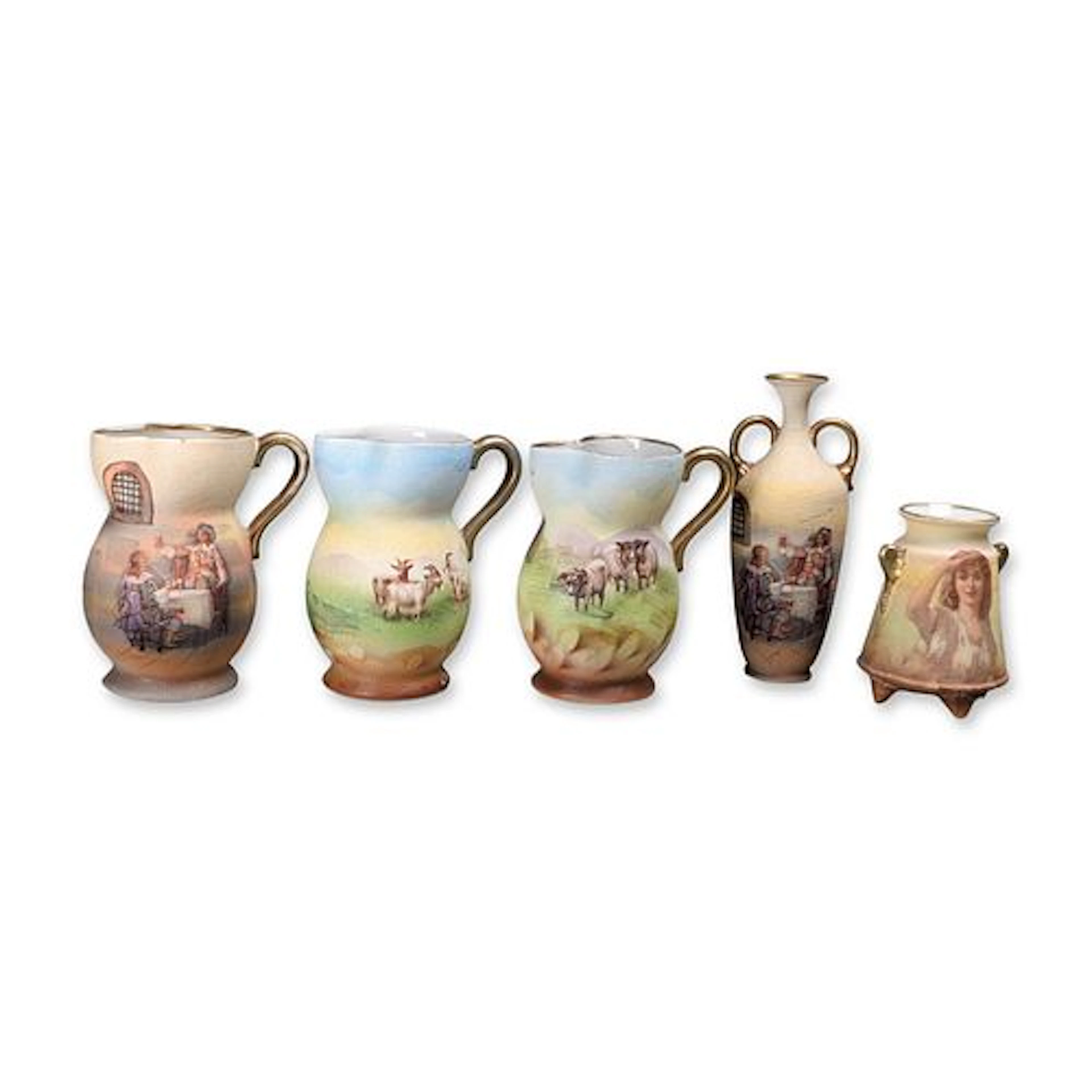 5pc Royal Bayreuth Bavaria Tapestry Porcelain Miniature Assortment