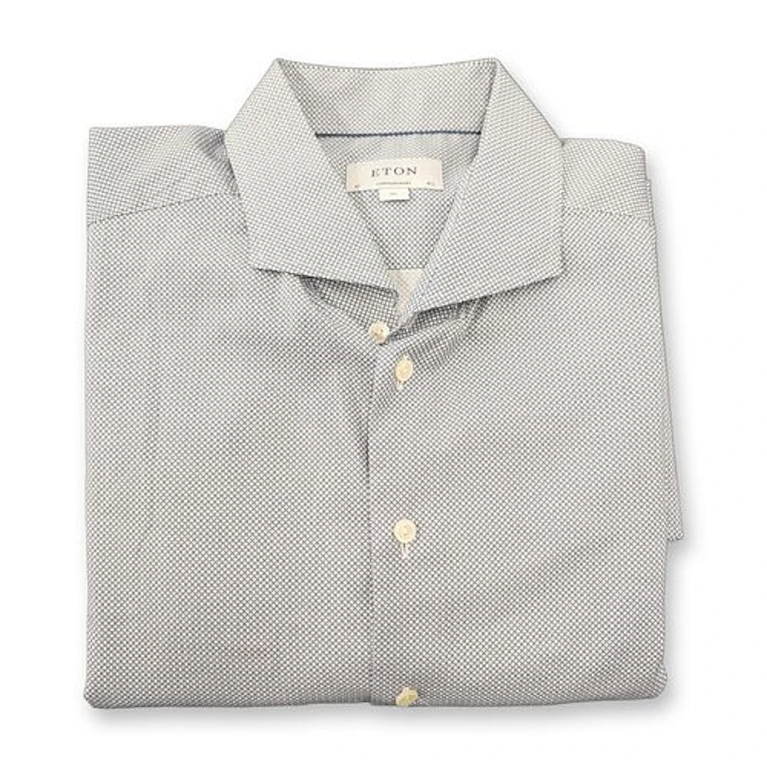 Eton Contemporary Fit Micro-Geometric Pattern Dress Shirt
