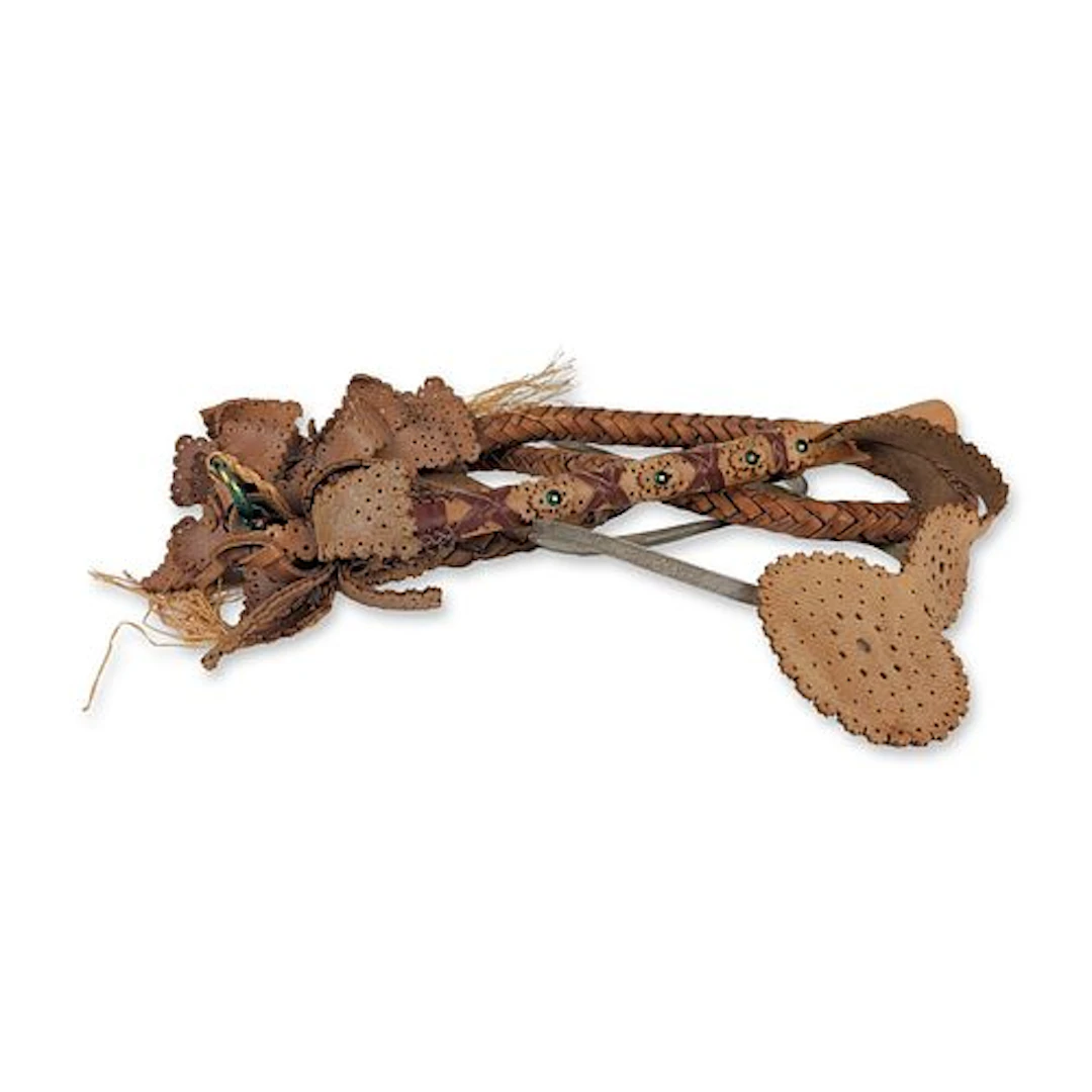 Traditional Hungarian "Karikas Ostor" Braided Leather Bullwhip