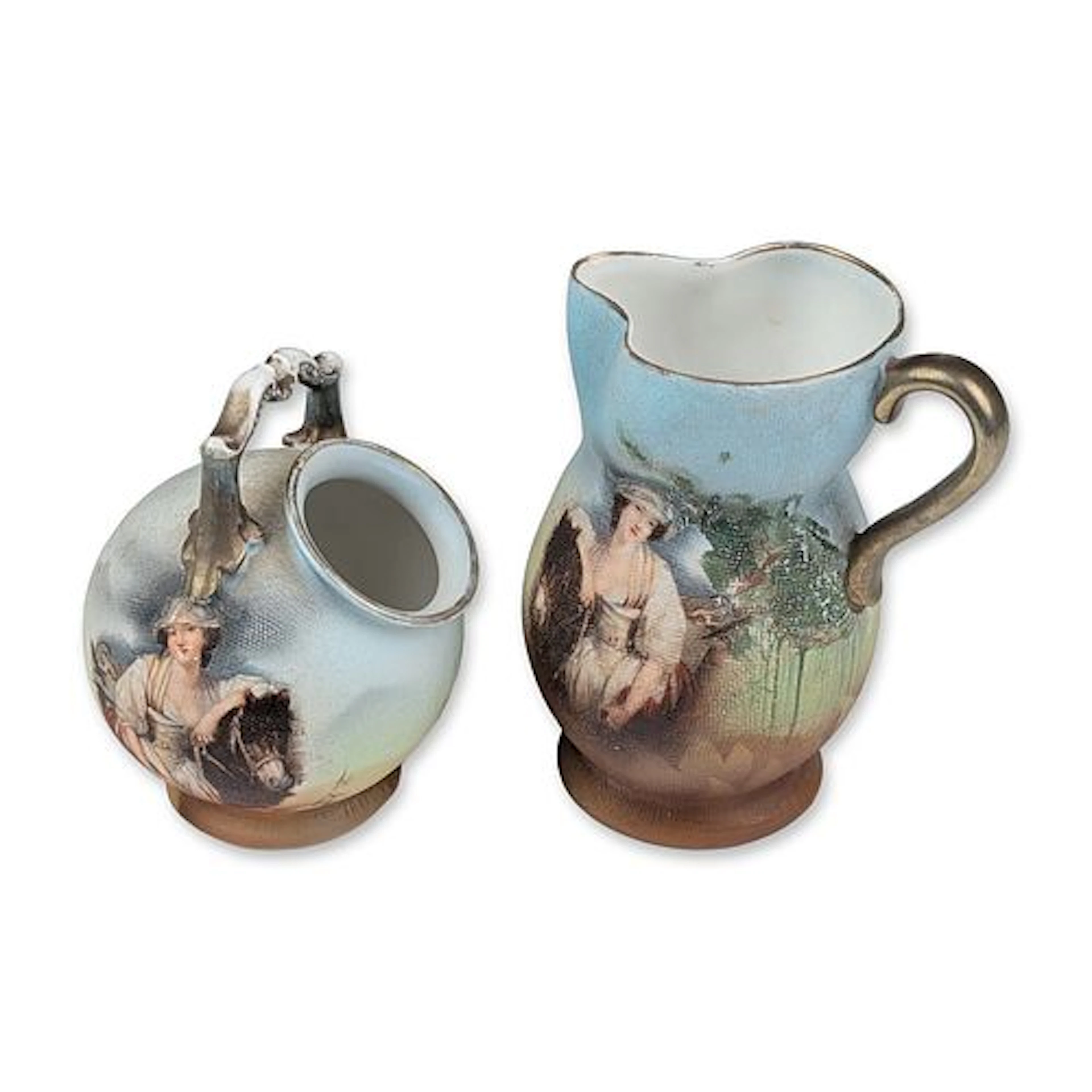 2pc Royal Bayreuth Tapestry Porcelain Pitcher and Toothpick Holder