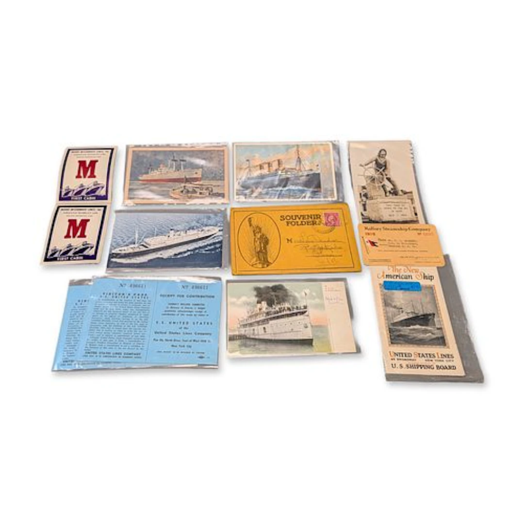 10pc Collection of 20th Century Maritime and Ocean Liner Ephemera