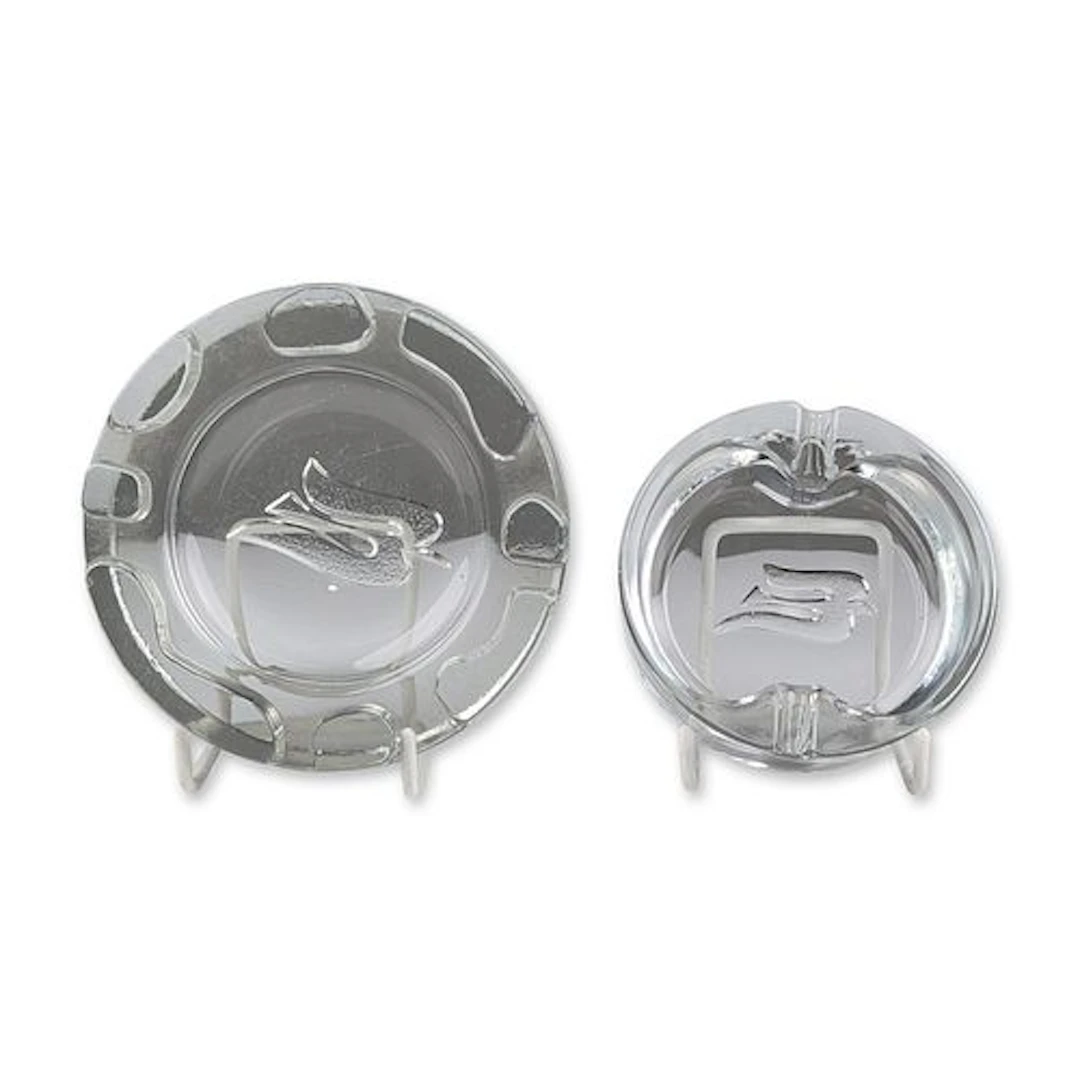 2pc Molded Clear Glass Royal Viking Line Promotional Ashtrays