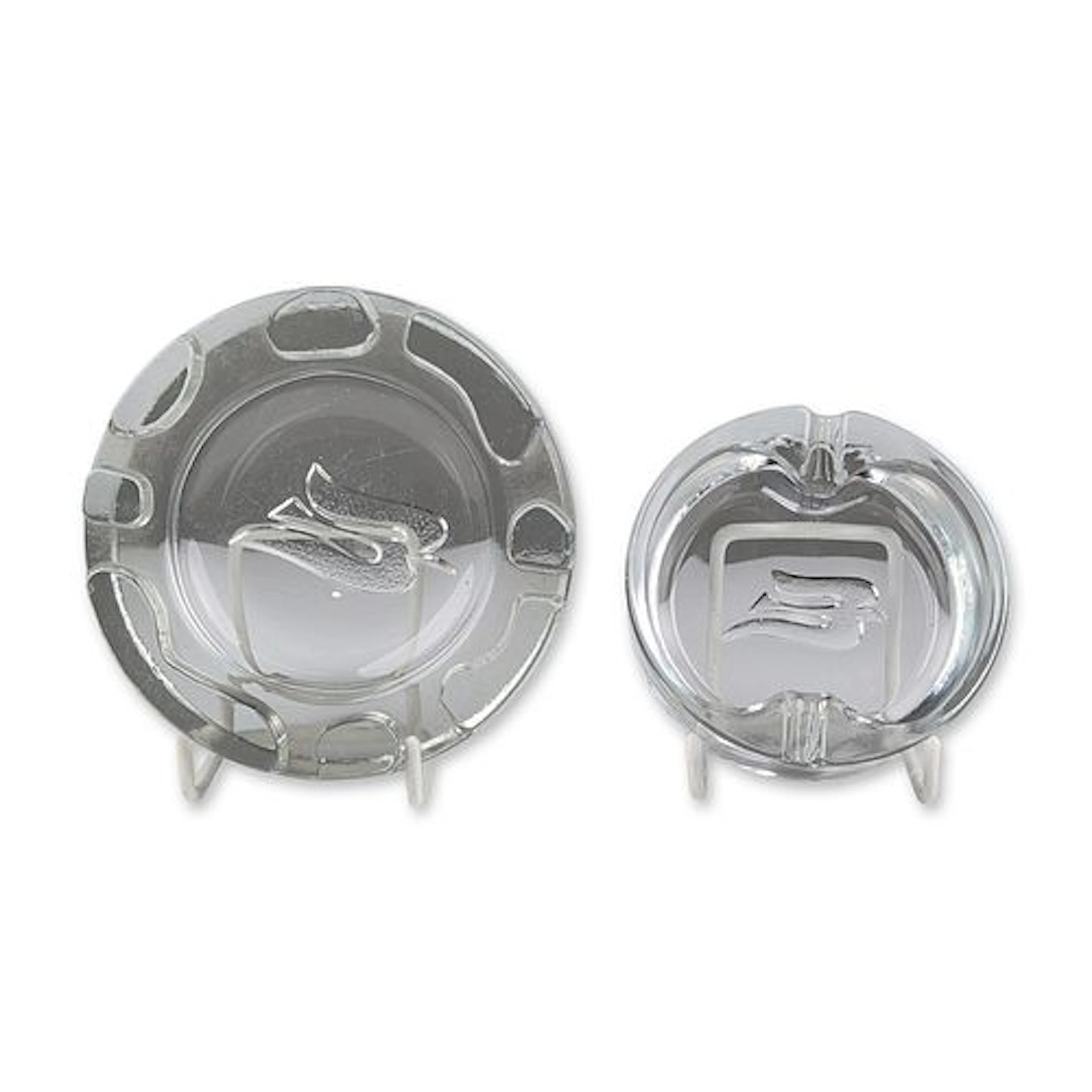 2pc Molded Clear Glass Royal Viking Line Promotional Ashtrays