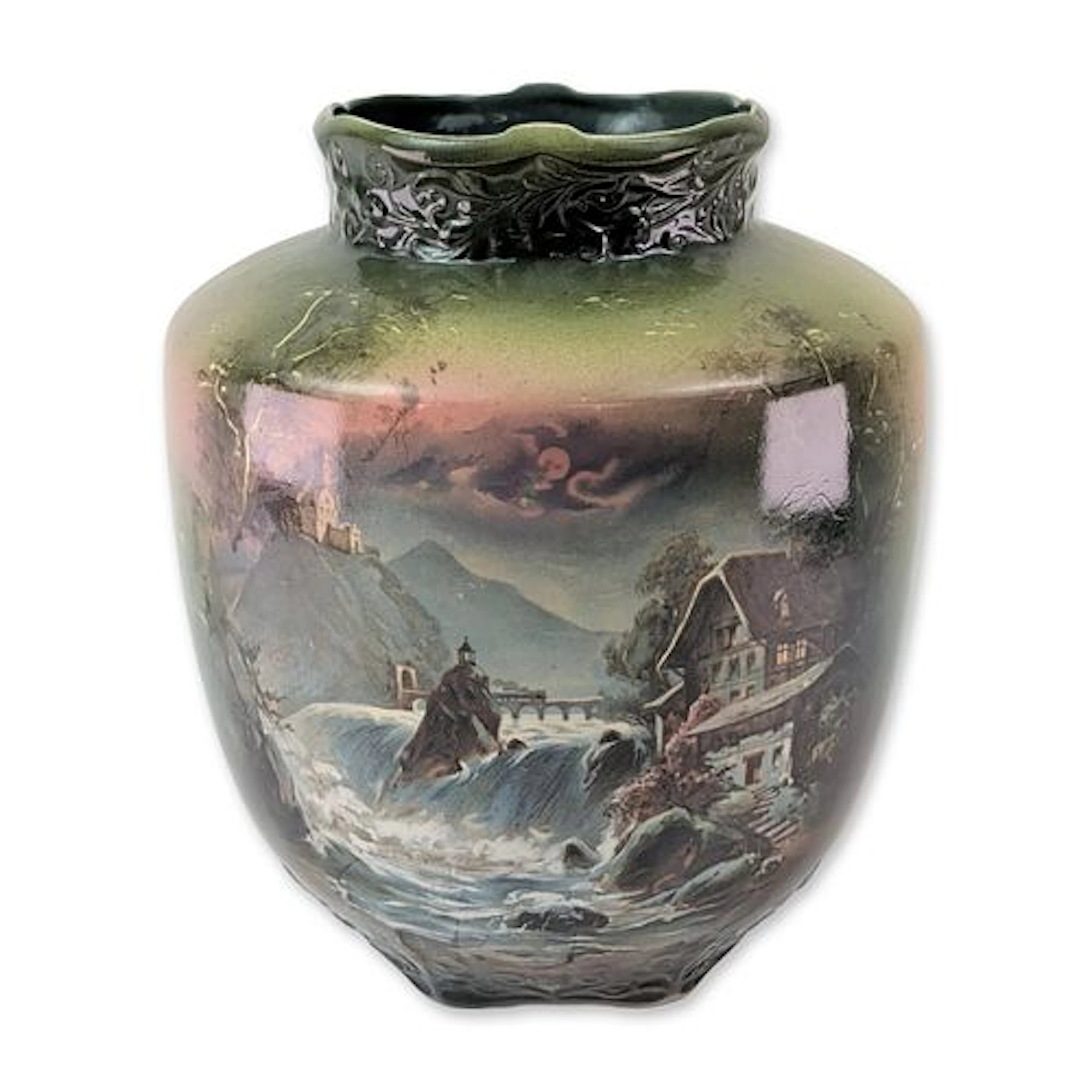Royal Bavaria Porcelain Coastal Landscape Vase