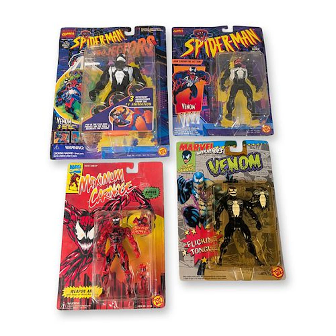 4pc Toy Biz Marvel Comics Spider-Man and Venom Action Figurines