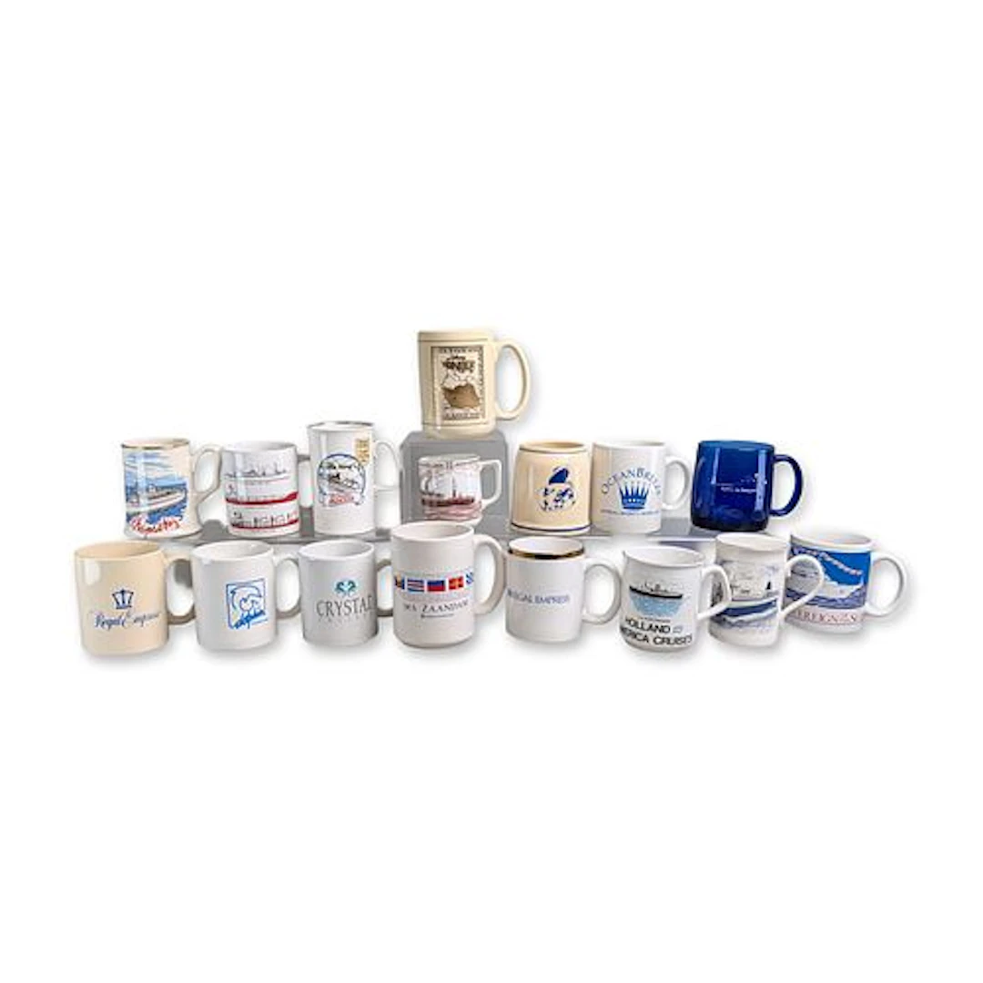 17pc Collection of Cruise Line and Ocean Liner Commemorative Mugs